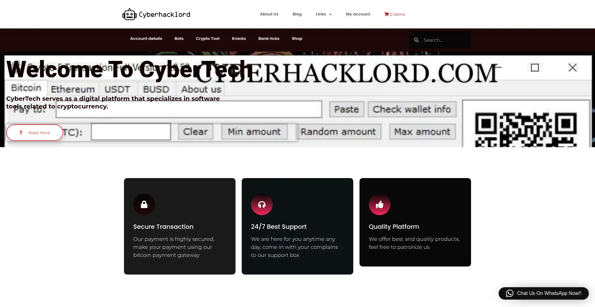 Website screenshot of Cyberhacklord.com