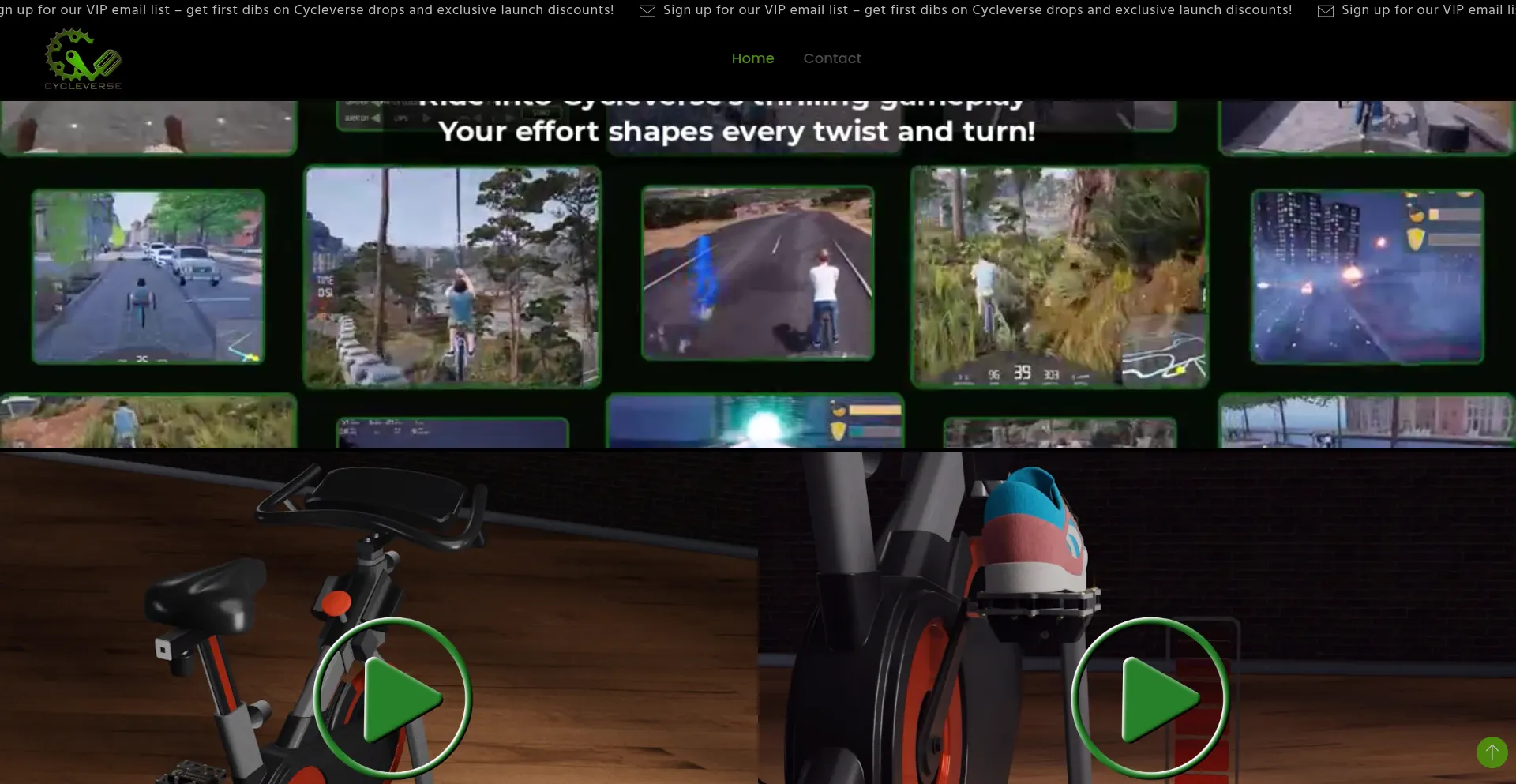 Website screenshot of Cycleverse.com