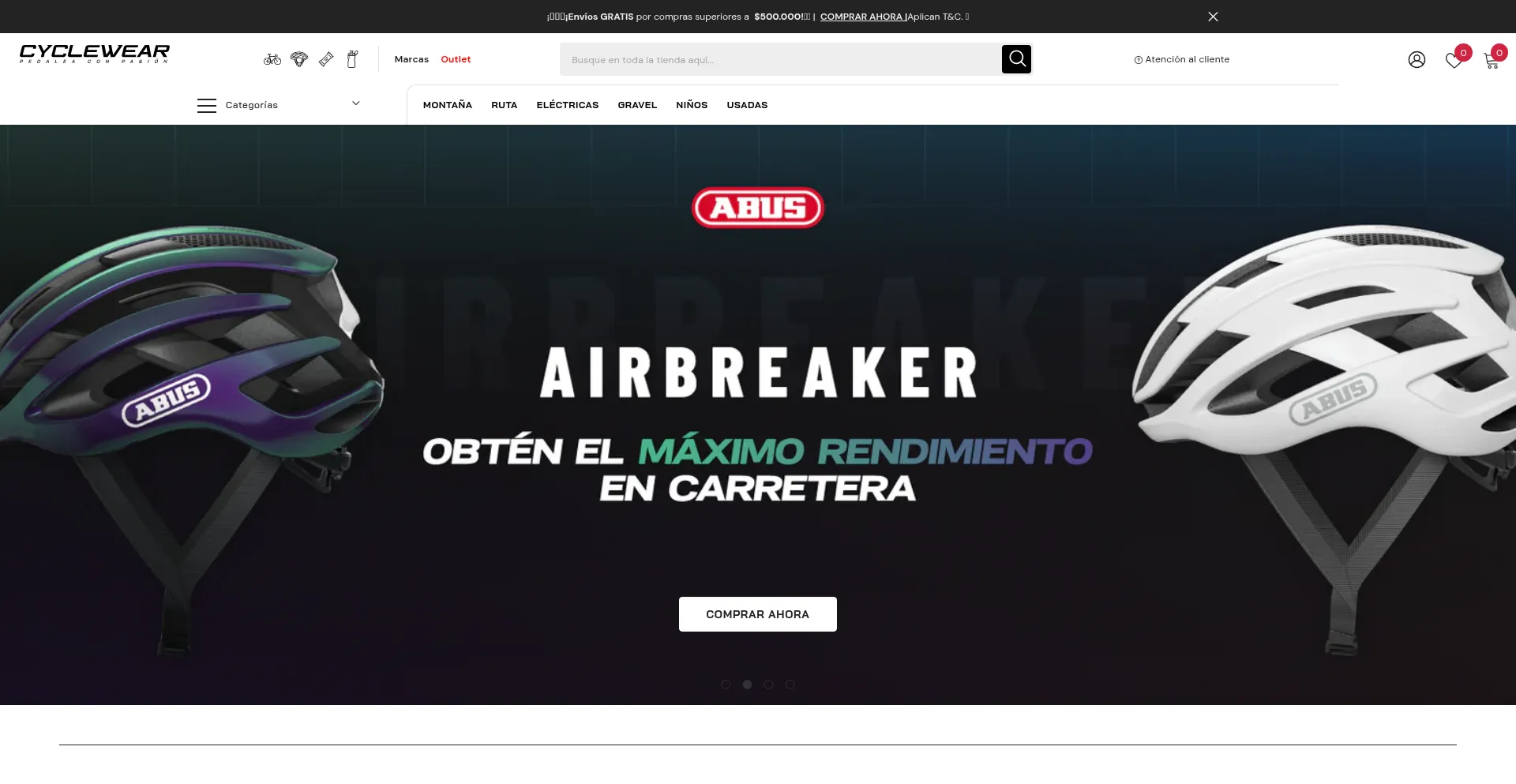 Website screenshot of Cyclewear.com.co