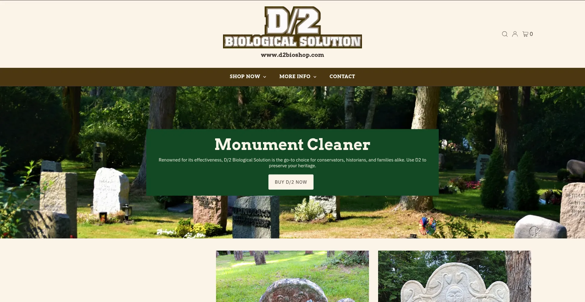 Website screenshot of D2bioshop.com