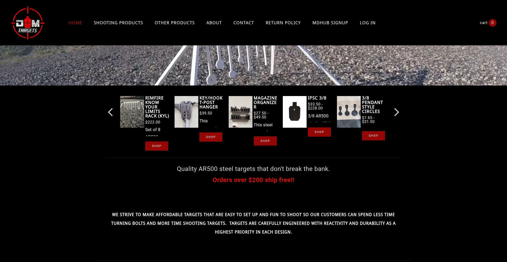 Website screenshot of D-mtargets.com