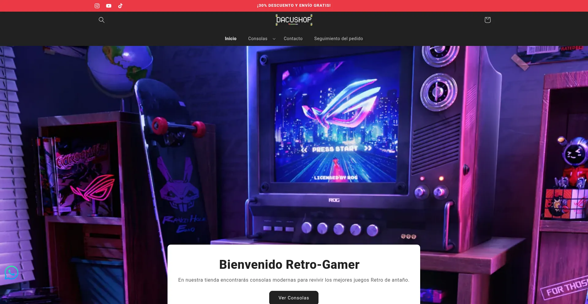 Website screenshot of Dacushop.com