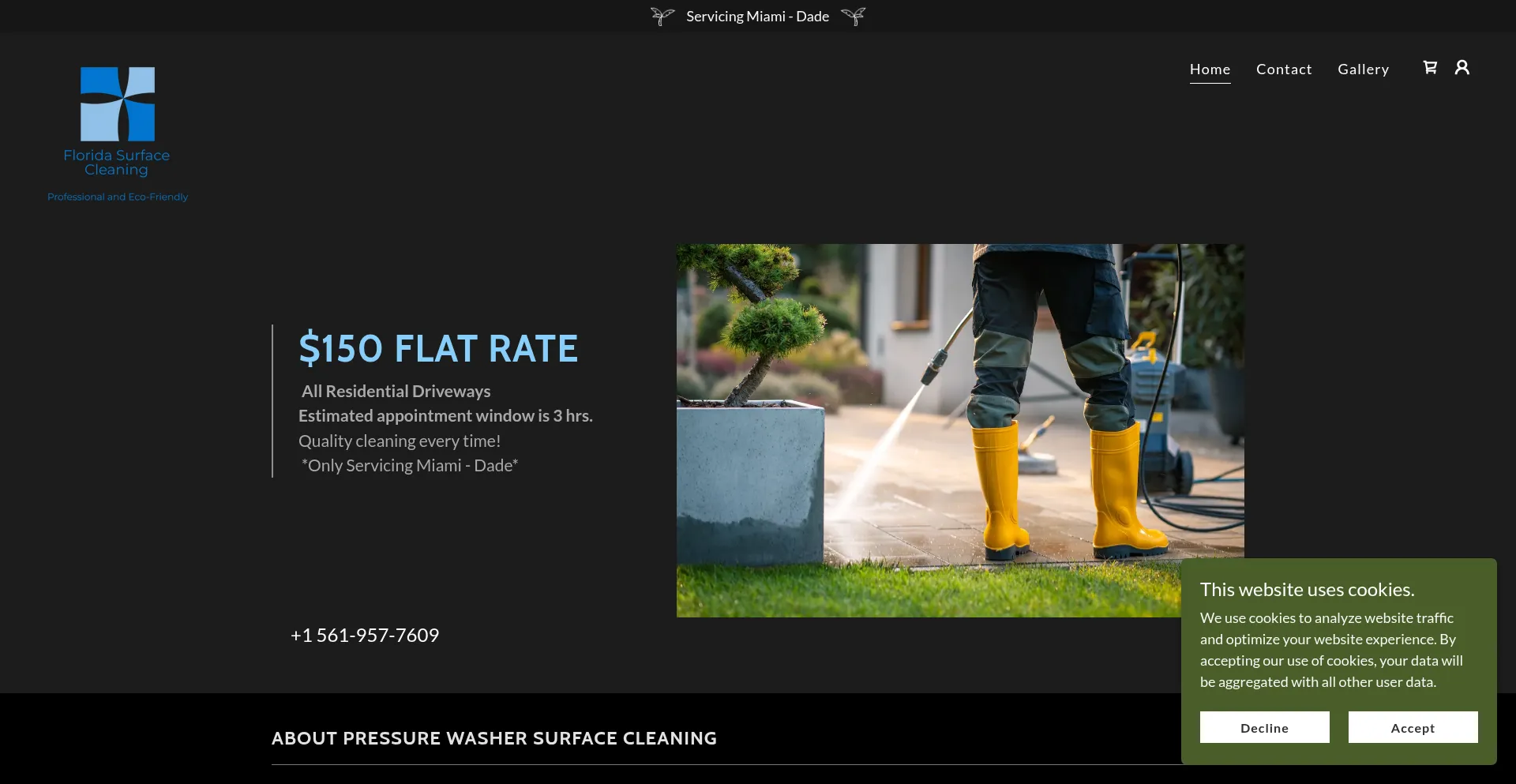 Website screenshot of Dade-drivewaycleaning.com