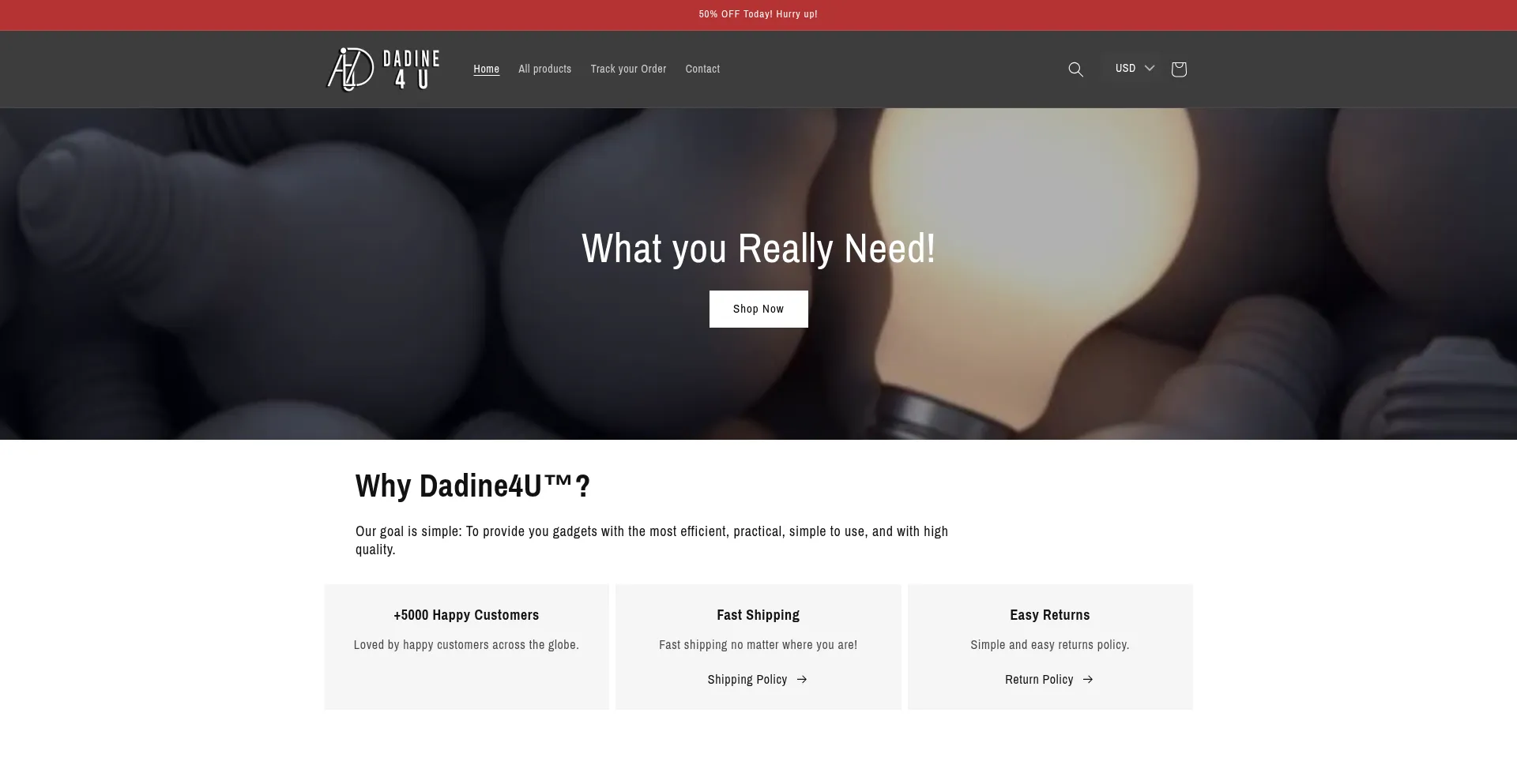 Website screenshot of Dadine4u.com