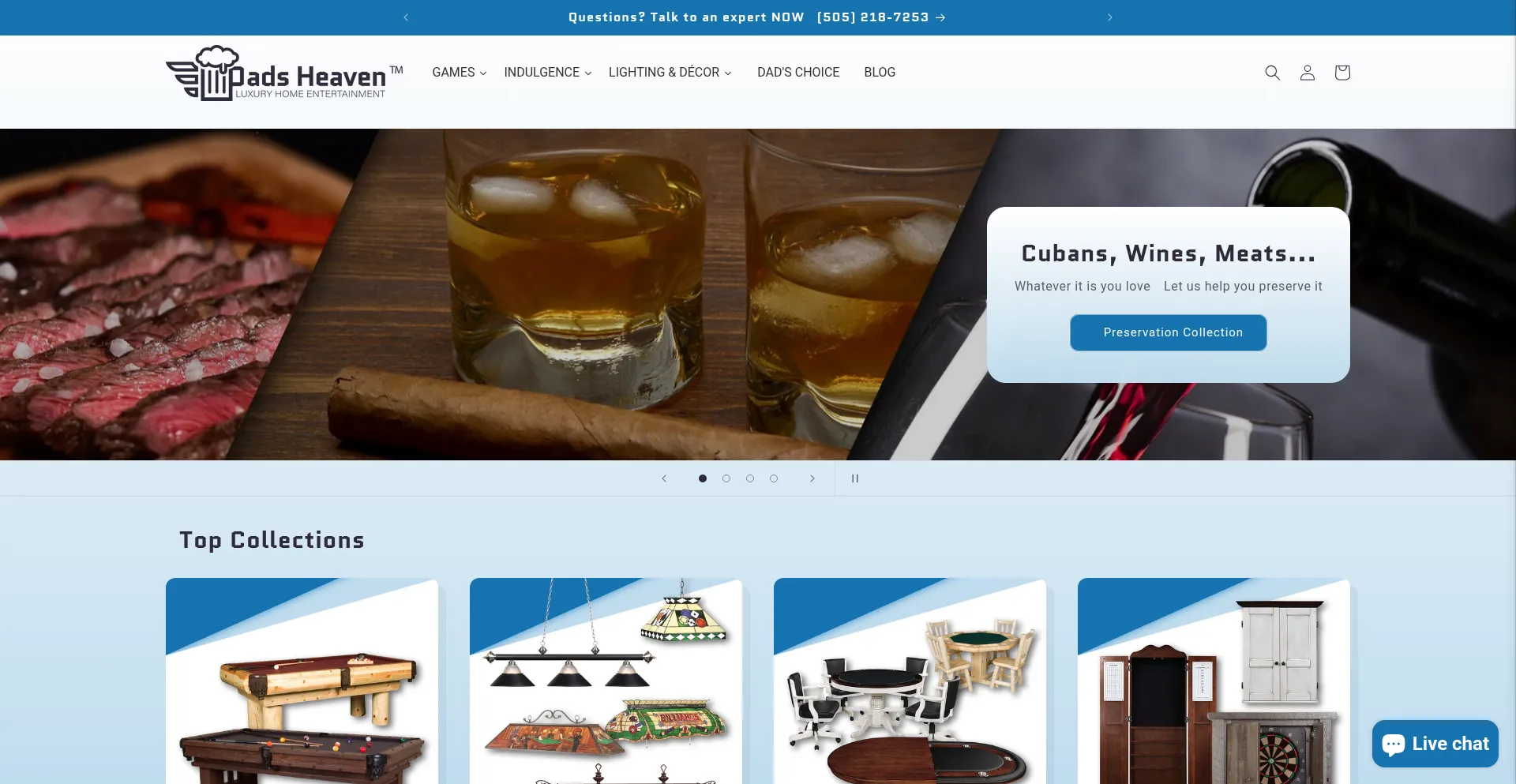 Website screenshot of Dadsheaven.com
