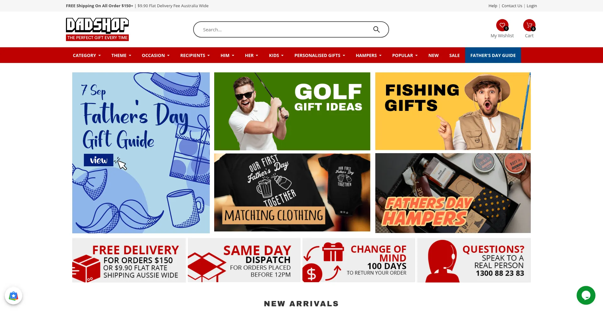Website screenshot of Dadshop.com.au
