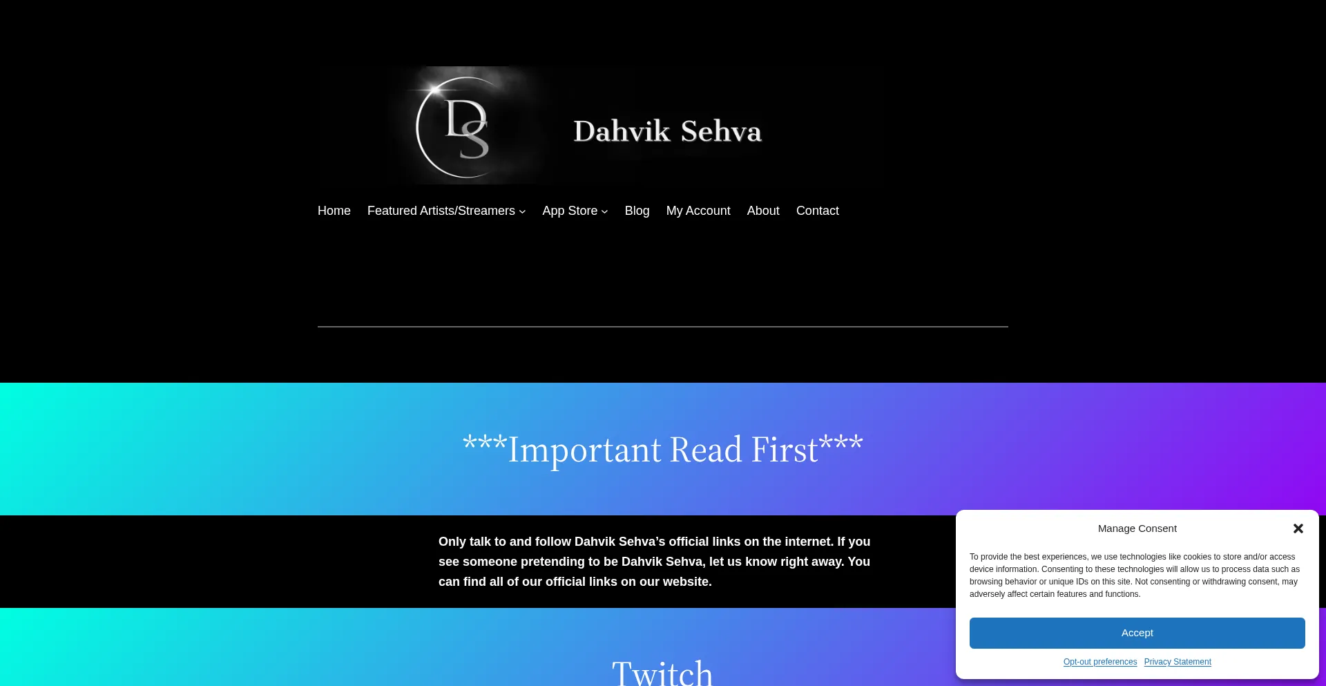 Website screenshot of Dahviksehva.com