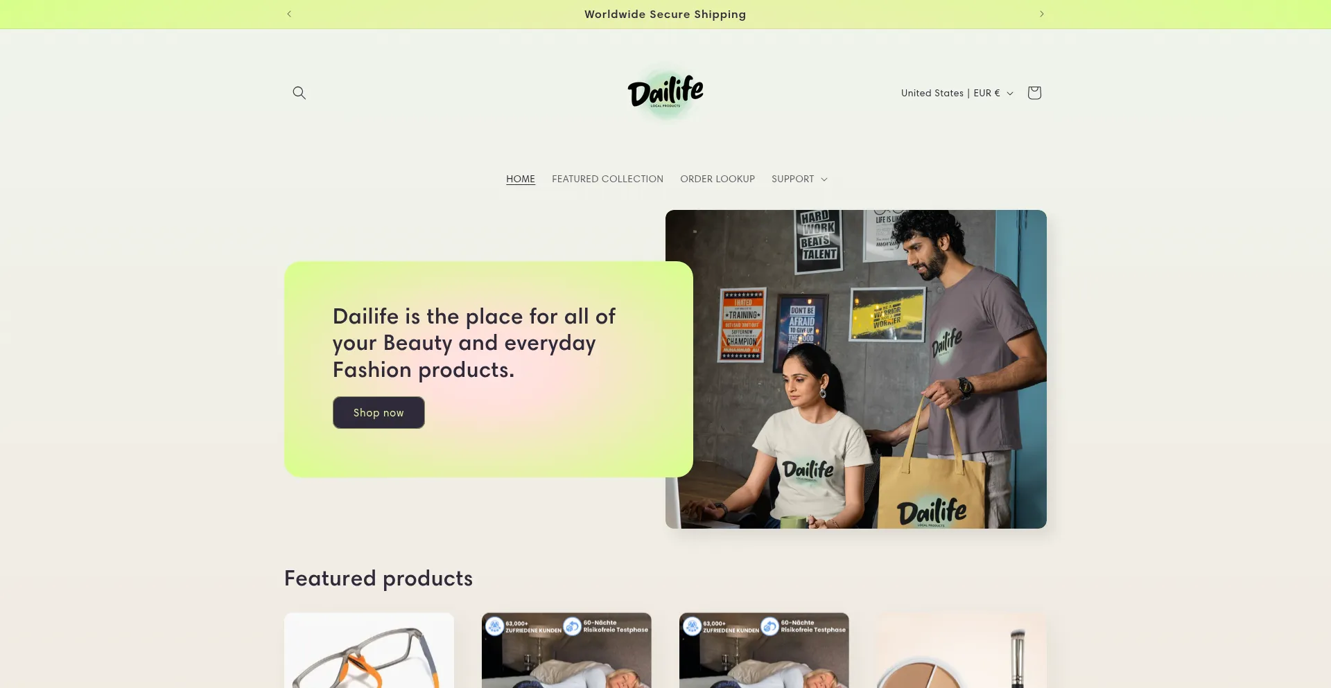 Website screenshot of Dailife.com