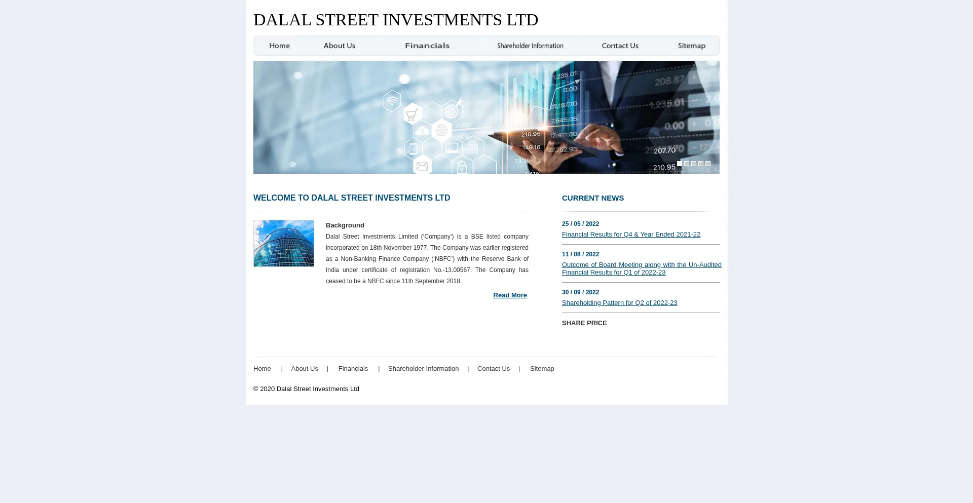 Website screenshot of Dalalstreetinvestments.com