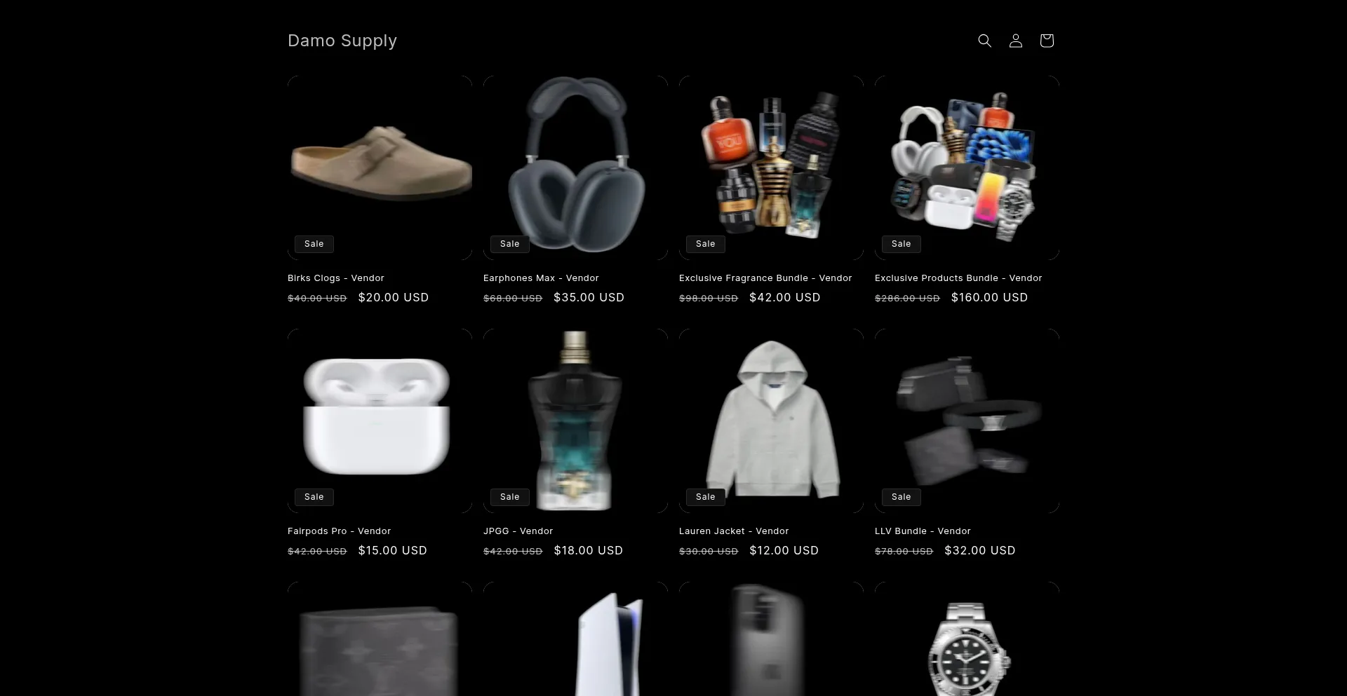 Website screenshot of Damosupply.com
