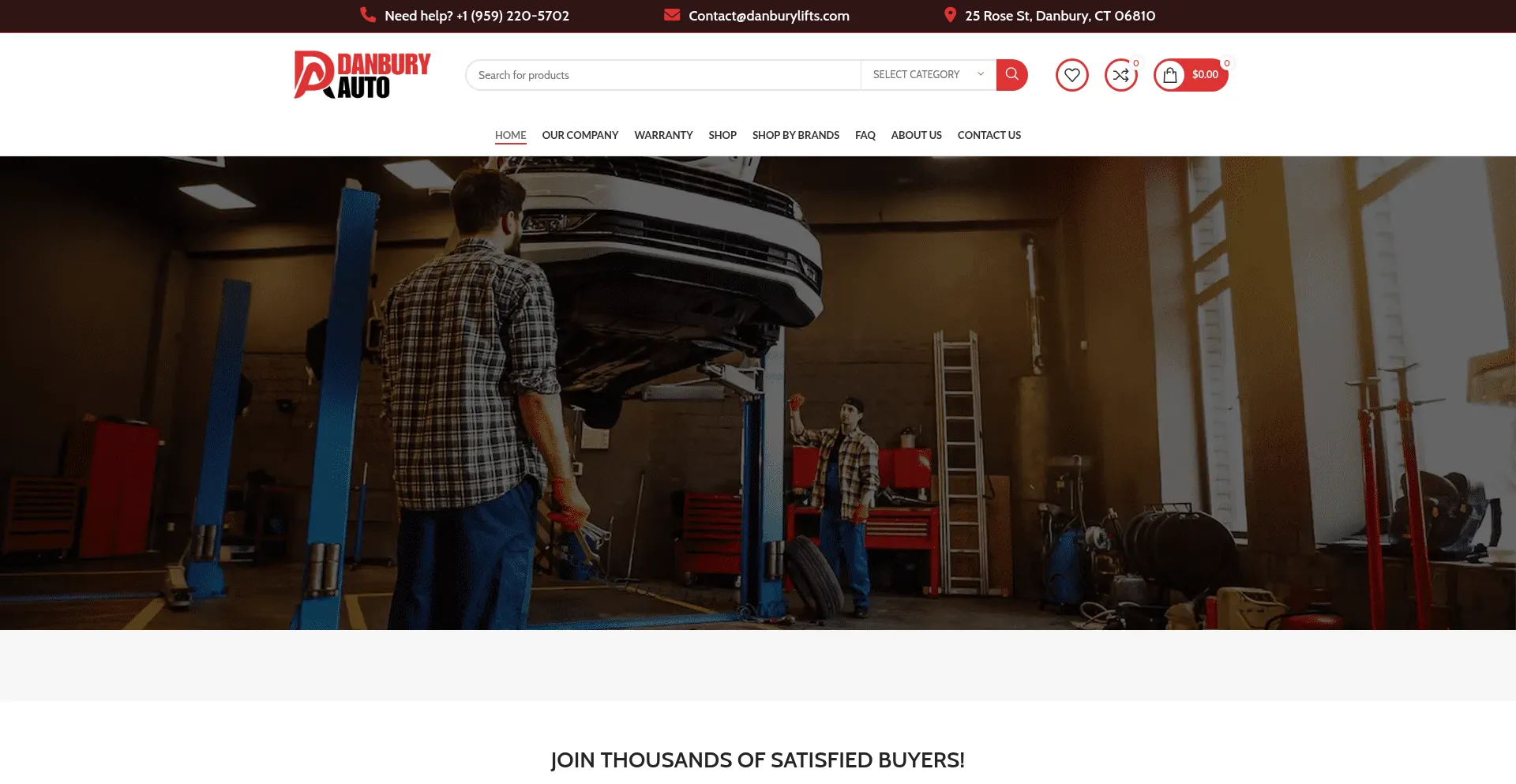 Website screenshot of Danburylifts.com