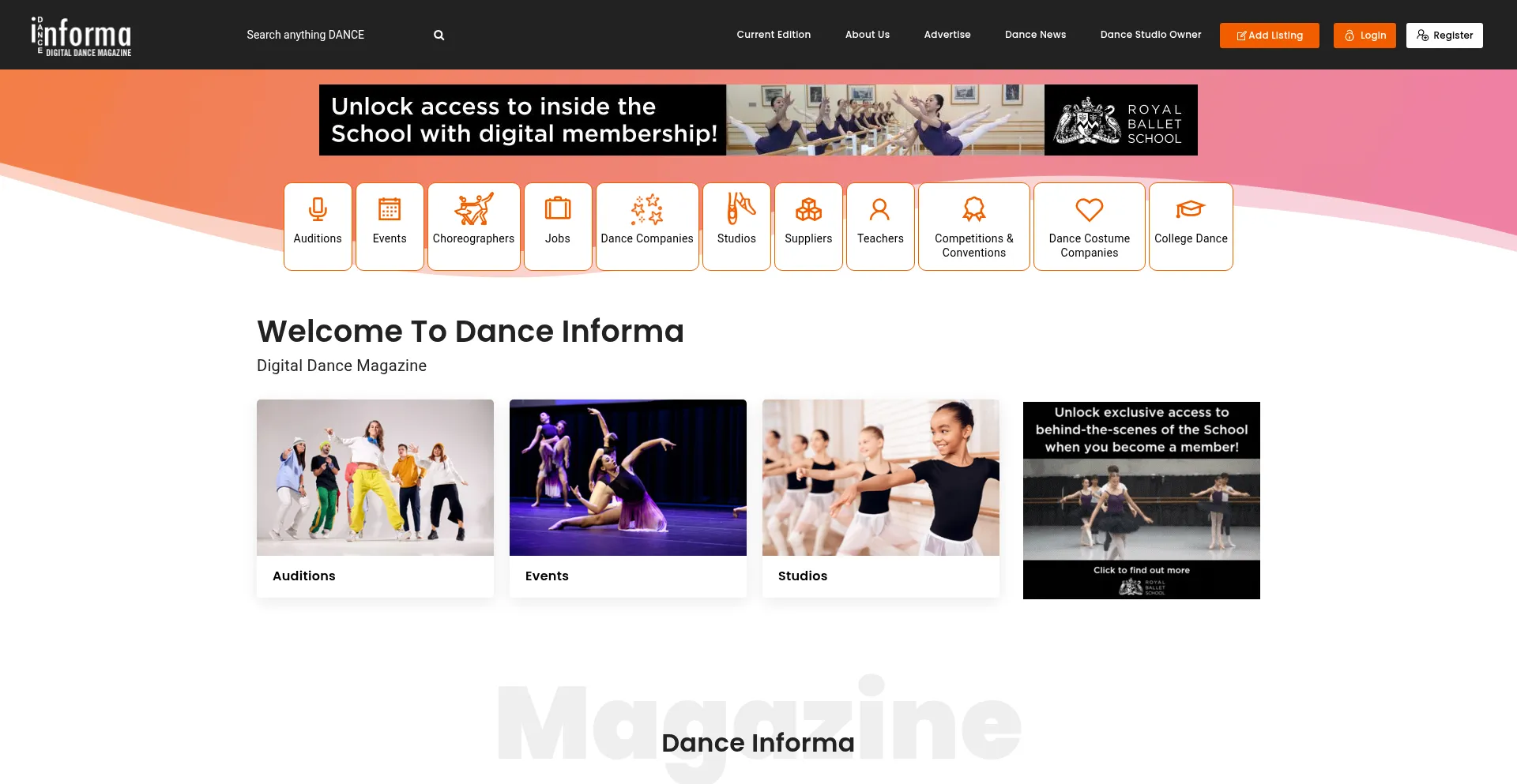 Website screenshot of Danceinforma.us