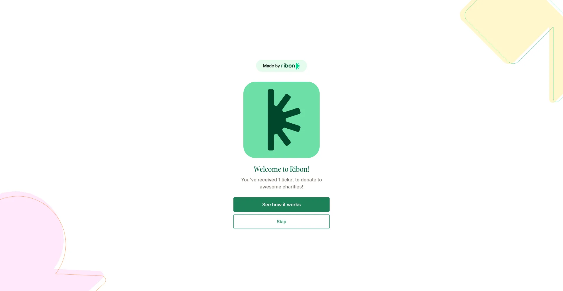 Website screenshot of Dapp.ribon.io