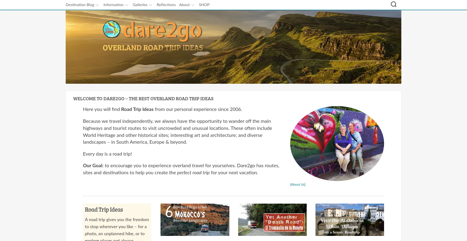 Website screenshot of Dare2go.com