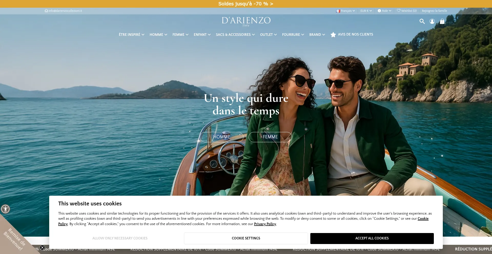 Website screenshot of Darienzo.fr