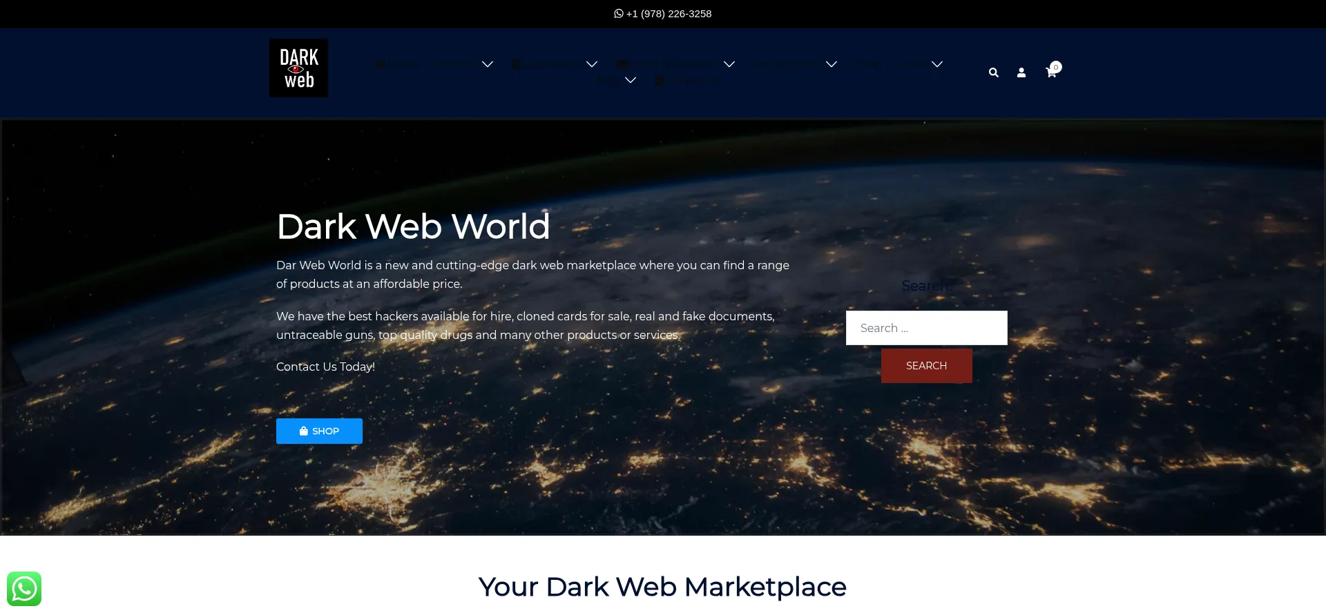 Website screenshot of Dark-web-world.com