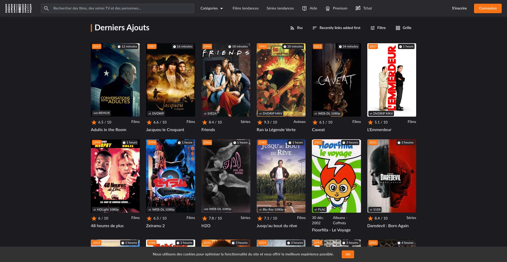 Website screenshot of Darkiworld9.com