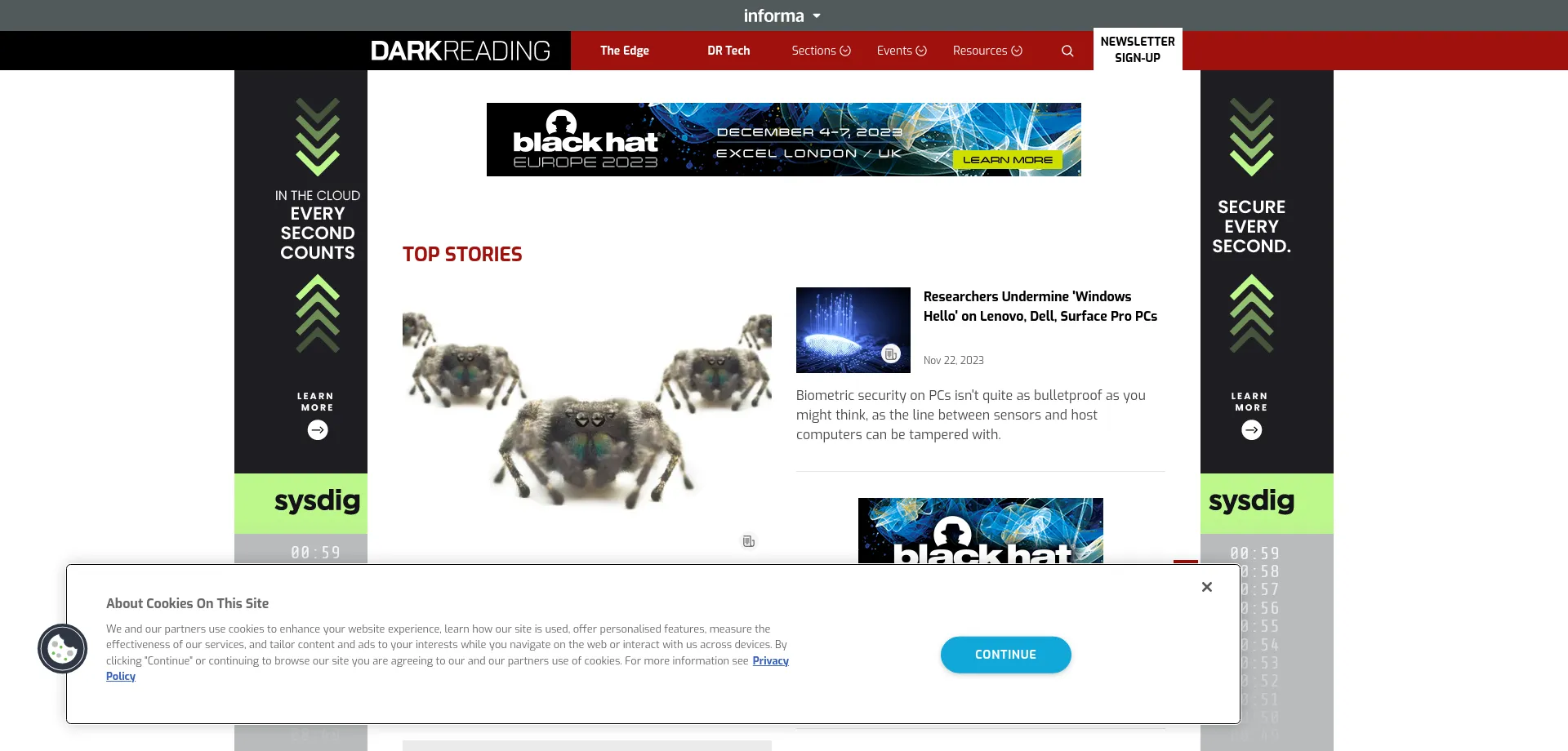 Website screenshot of Darkreading.com