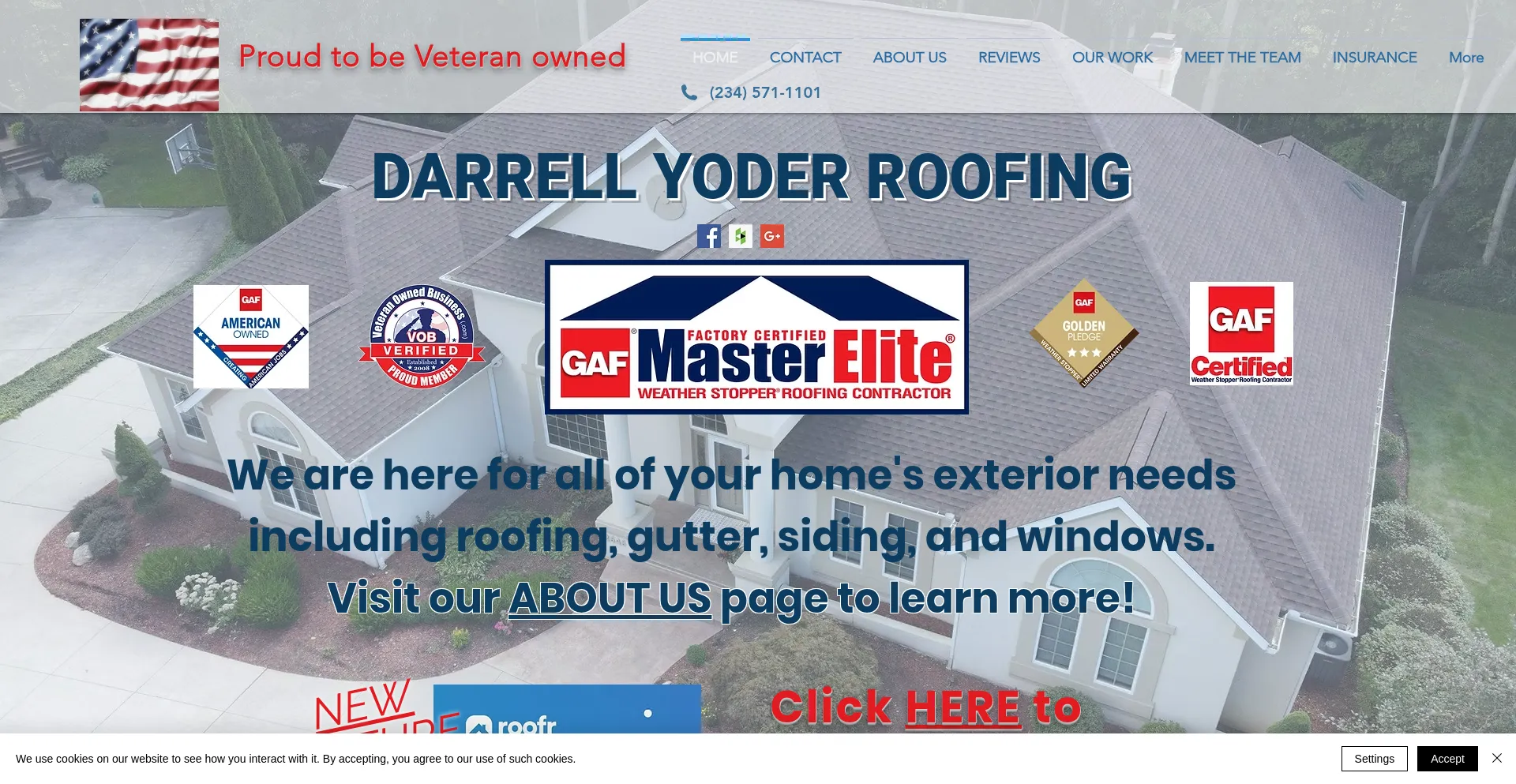 Website screenshot of Darrellyoderroofing.com