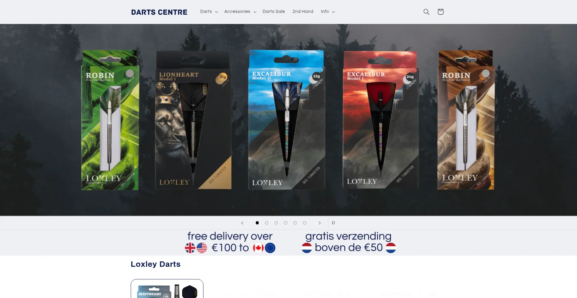 Website screenshot of Dartscentre.com