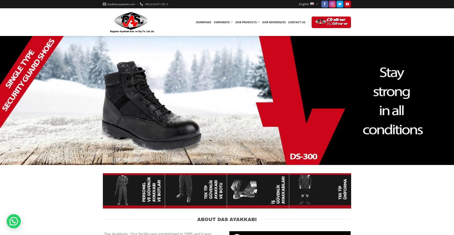 Website screenshot of Dasayakkabi.com