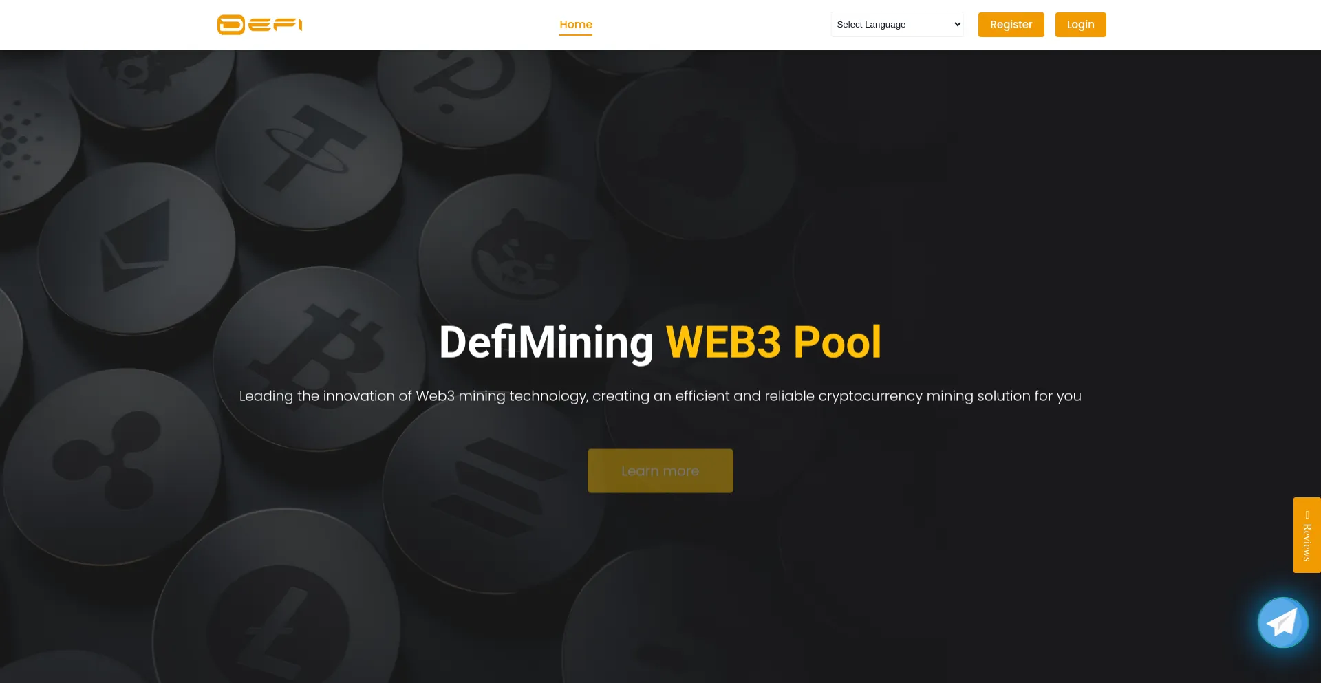 Website screenshot of Dashboard.defimining.net