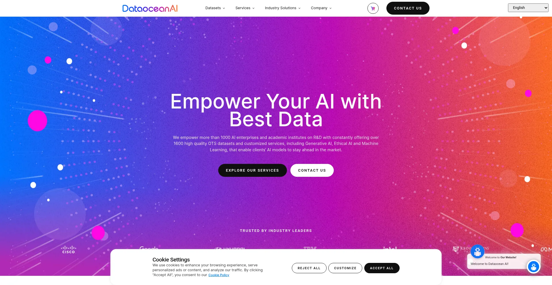 Website screenshot of Dataoceanai.com