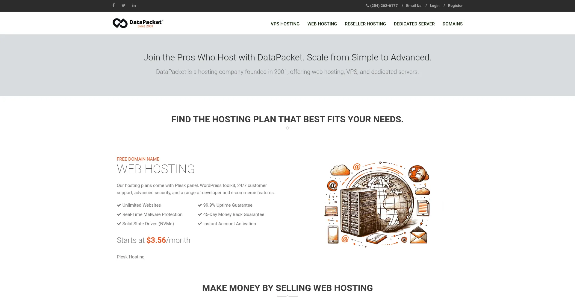 Website screenshot of Datapacket.net