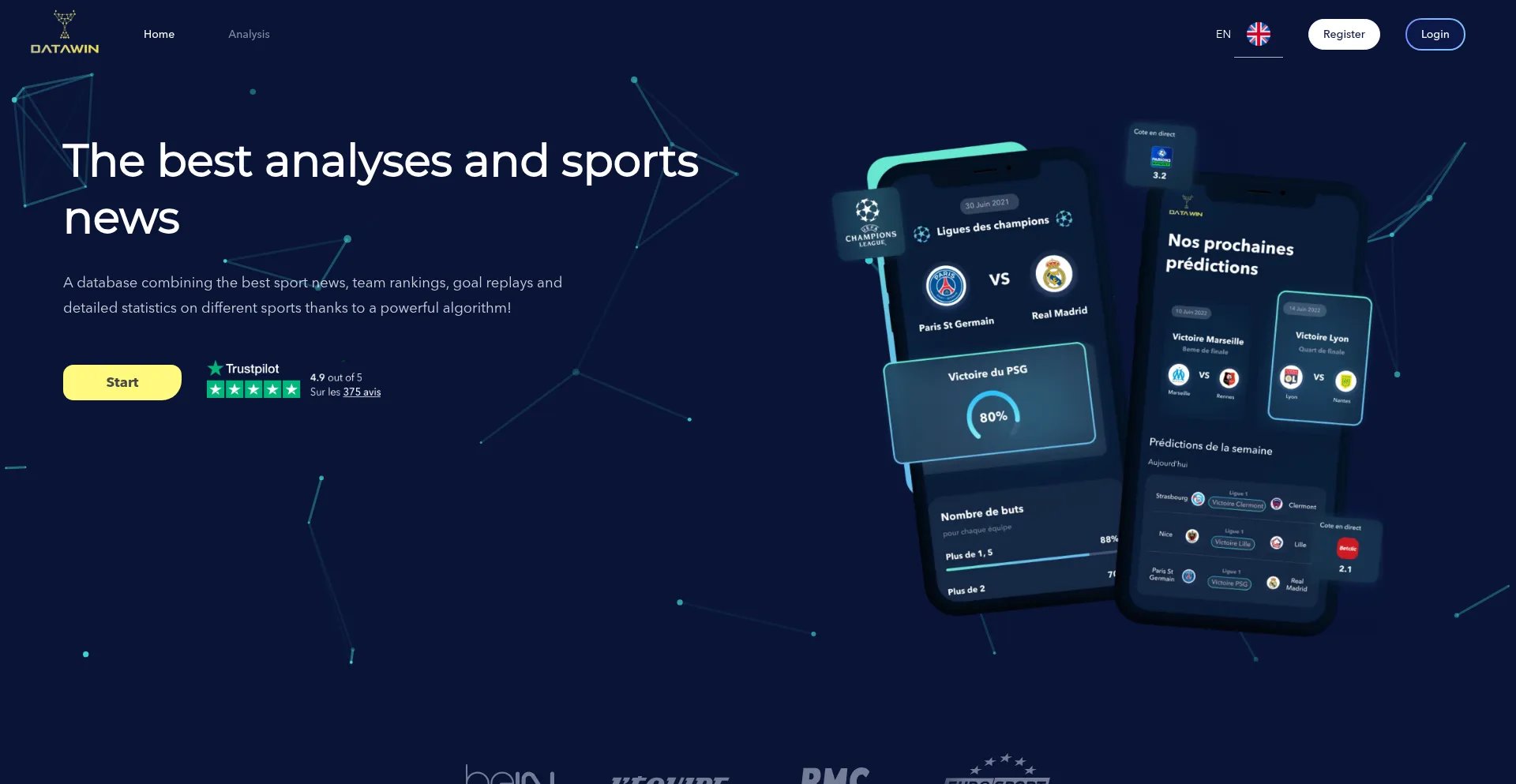 Website screenshot of Datawin-prediction.com