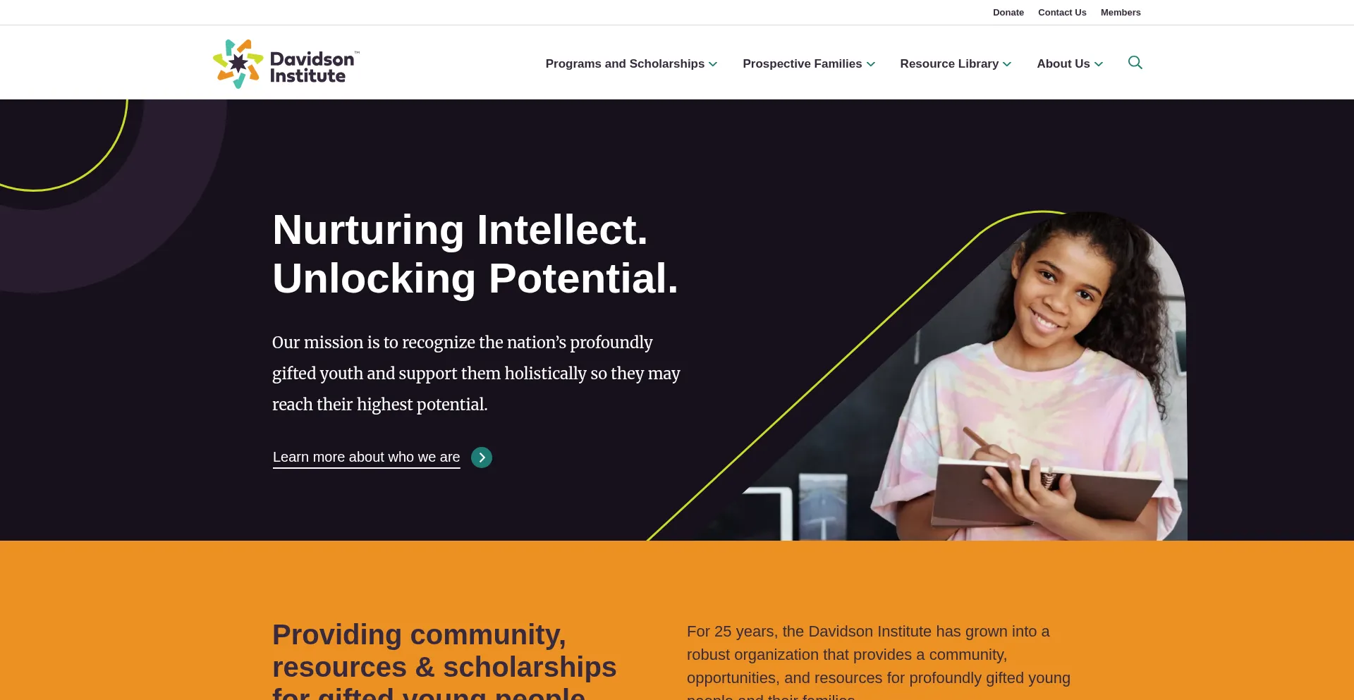 Website screenshot of Davidsongifted.org
