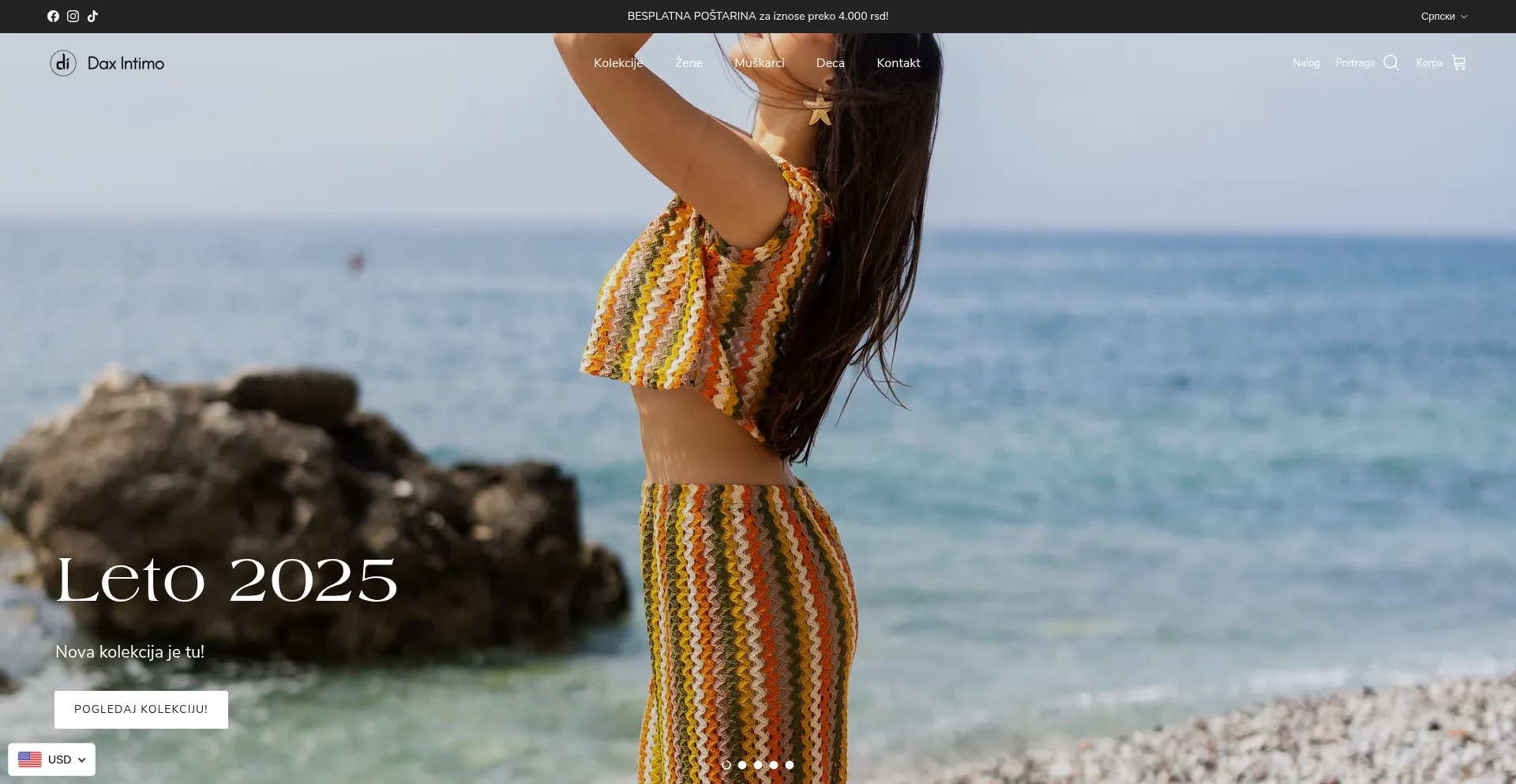 Website screenshot of Daxintimo.rs