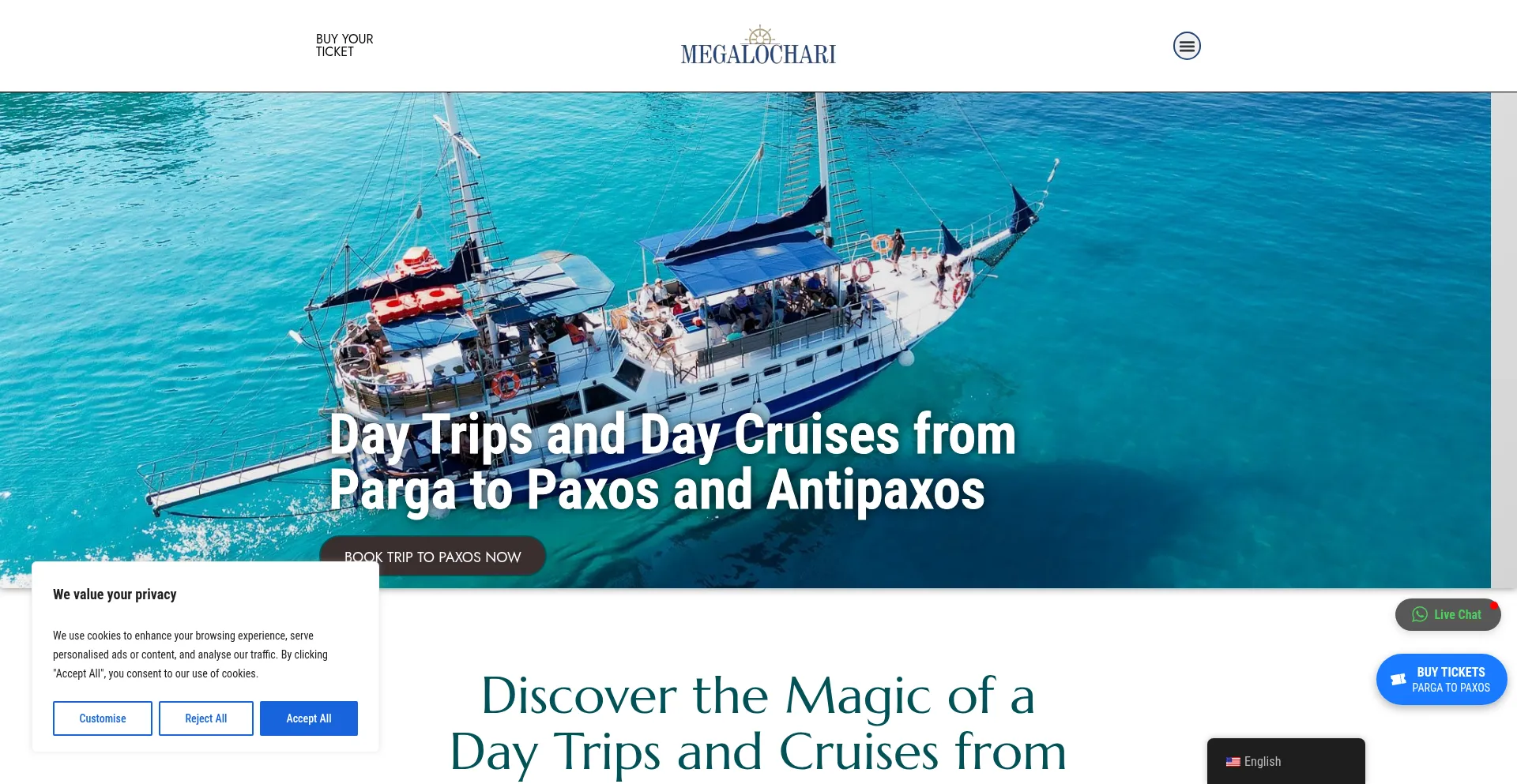 Website screenshot of Daycruiseparga.com