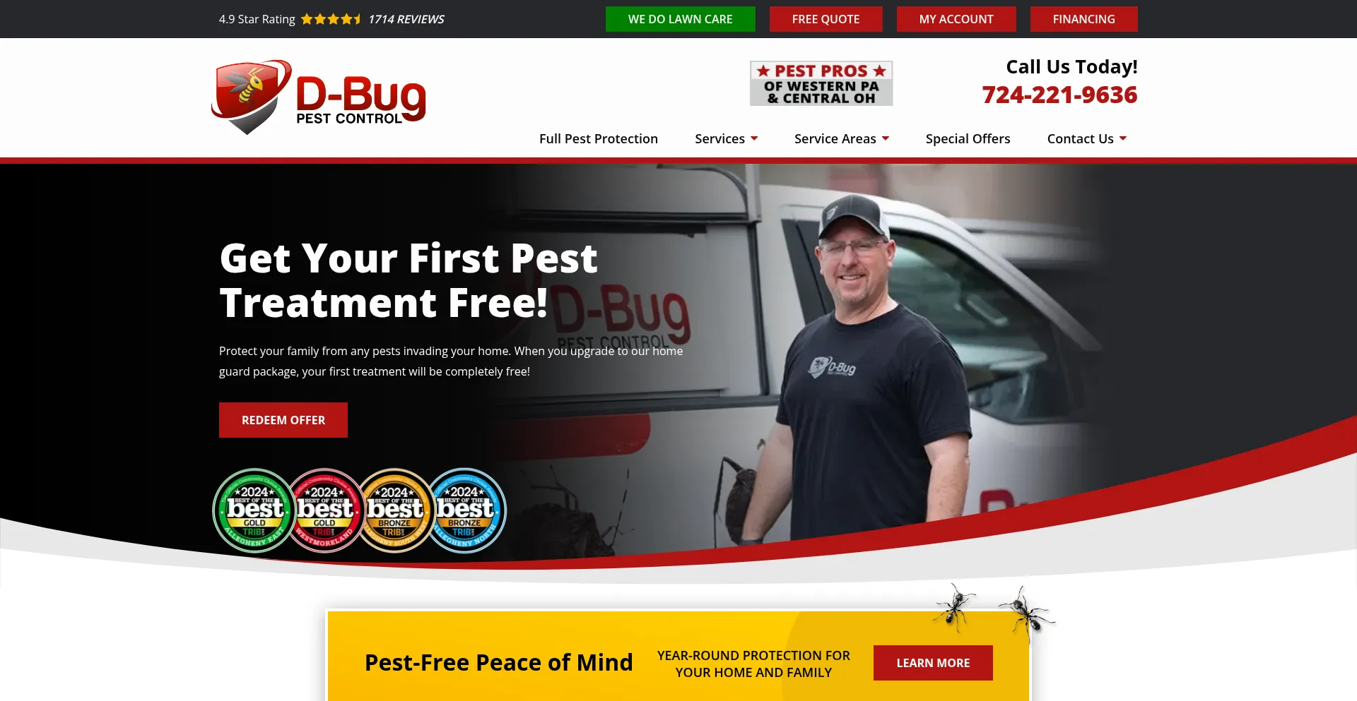 Website screenshot of Dbugpest.com