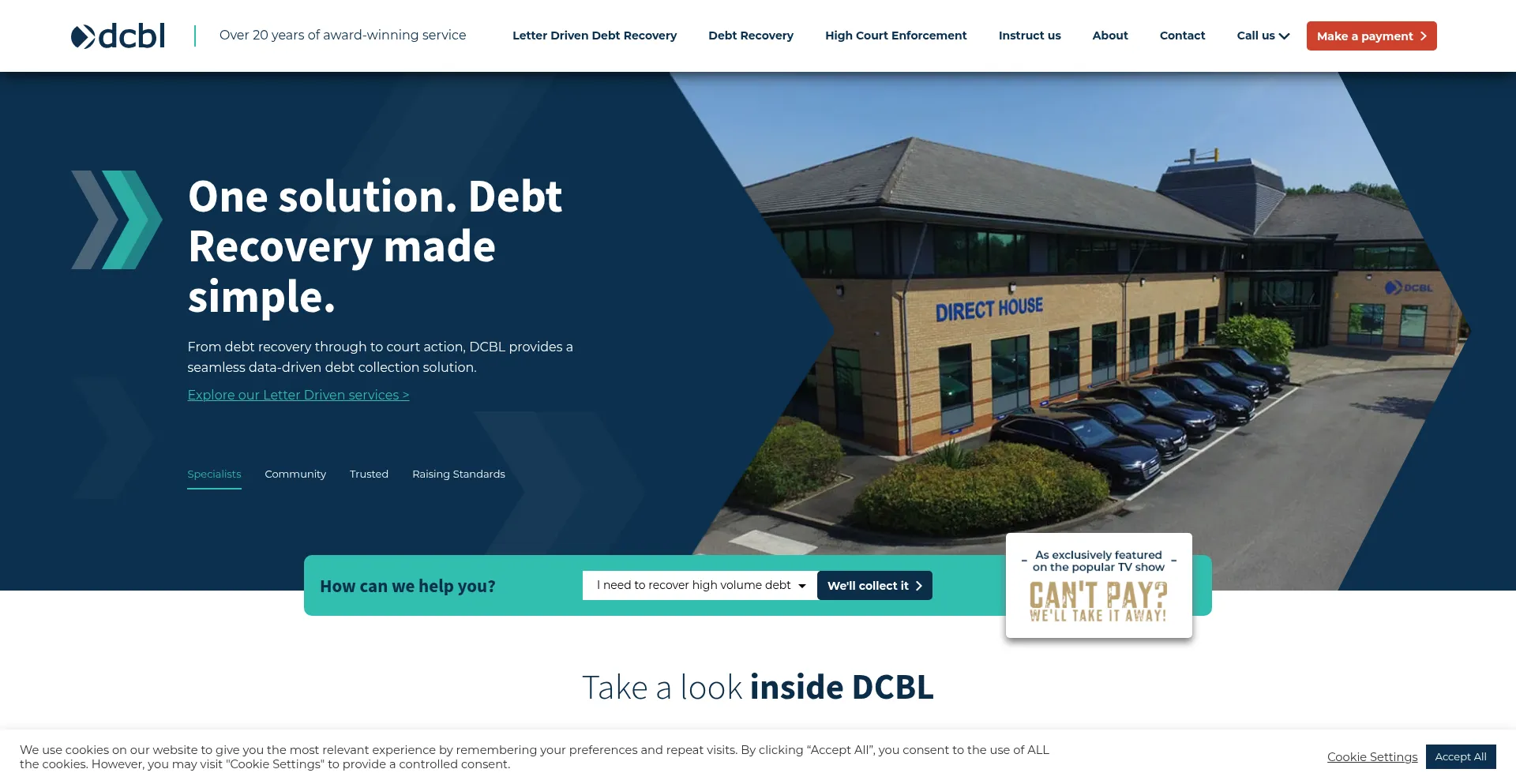 Website screenshot of Dcbltd.com