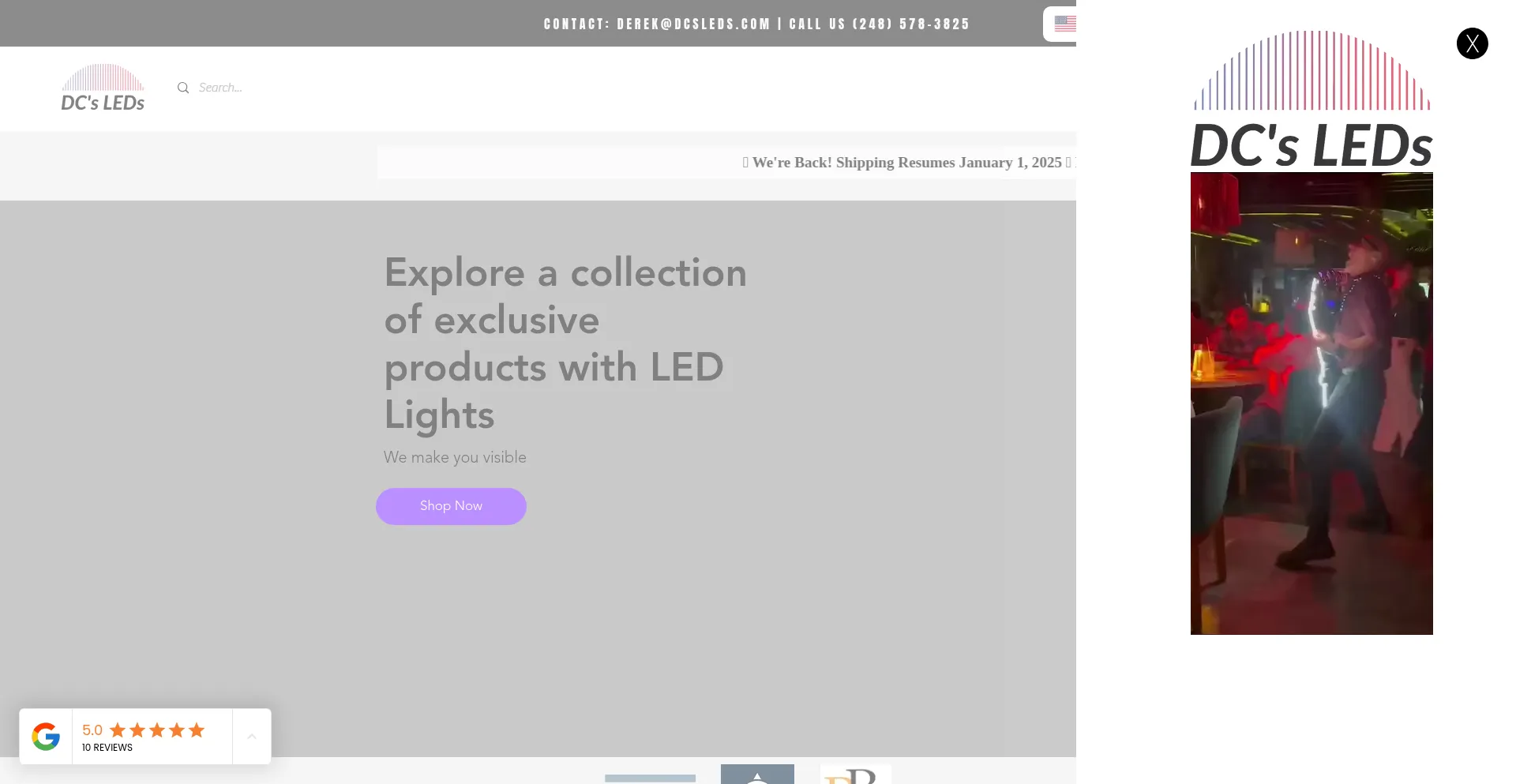 Website screenshot of Dcsleds.com