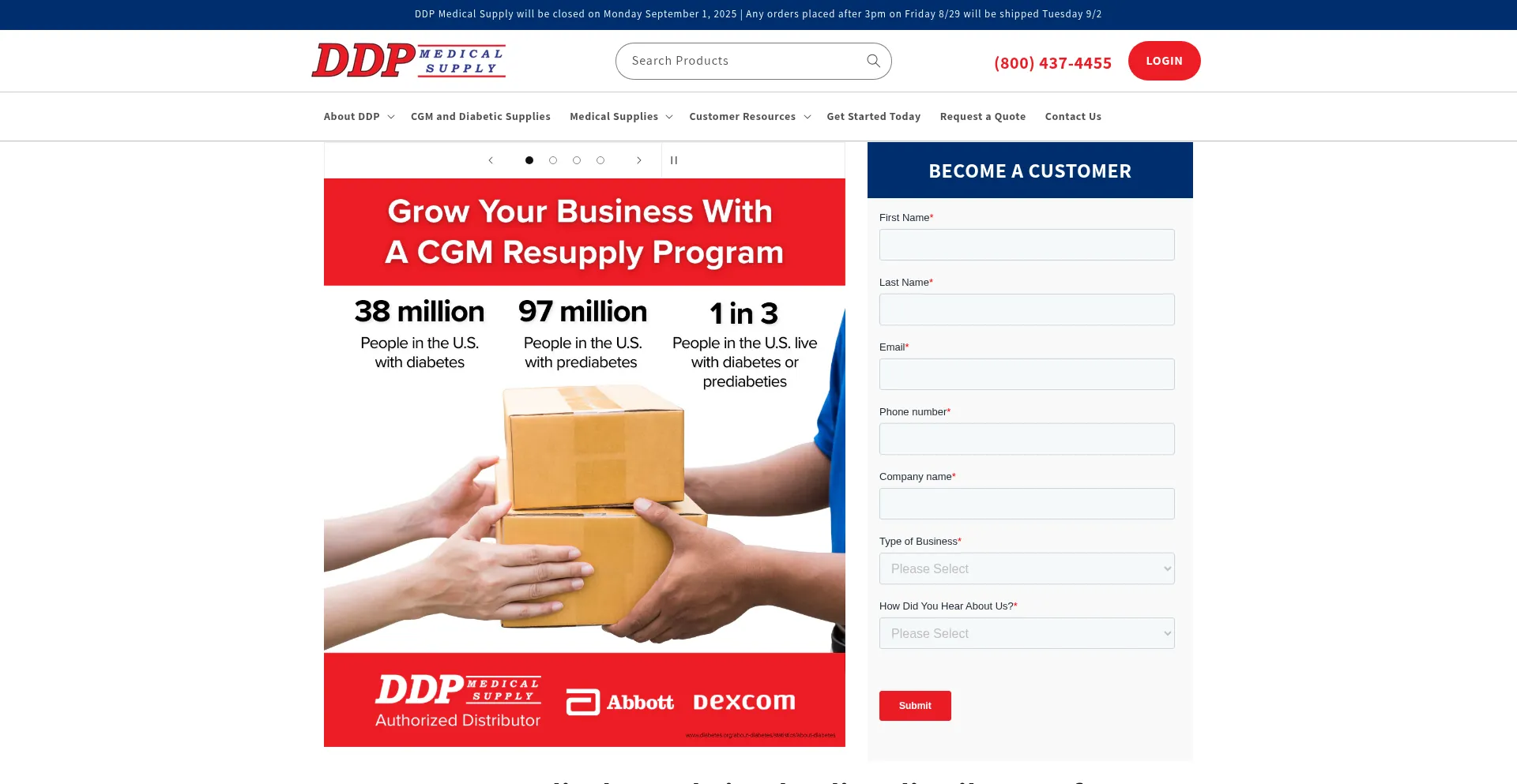 Website screenshot of Ddpmedicalsupply.com