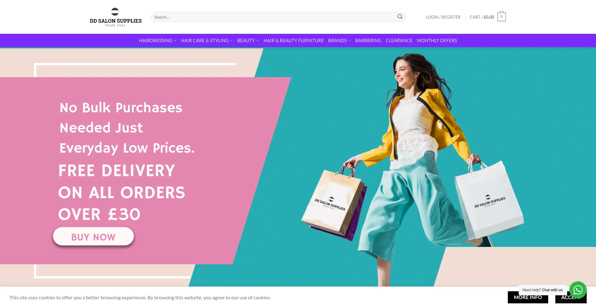 Website screenshot of Ddsalonsupplies.co.uk