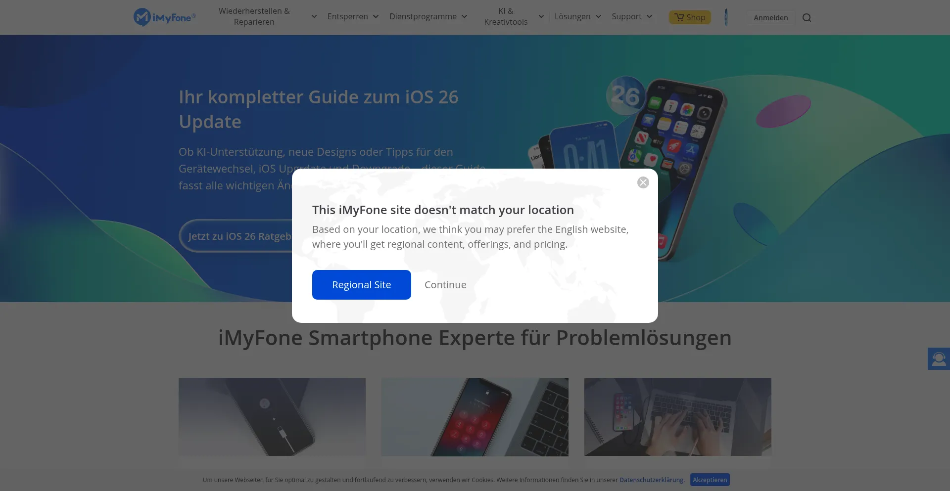 Website screenshot of De.imyfone.com