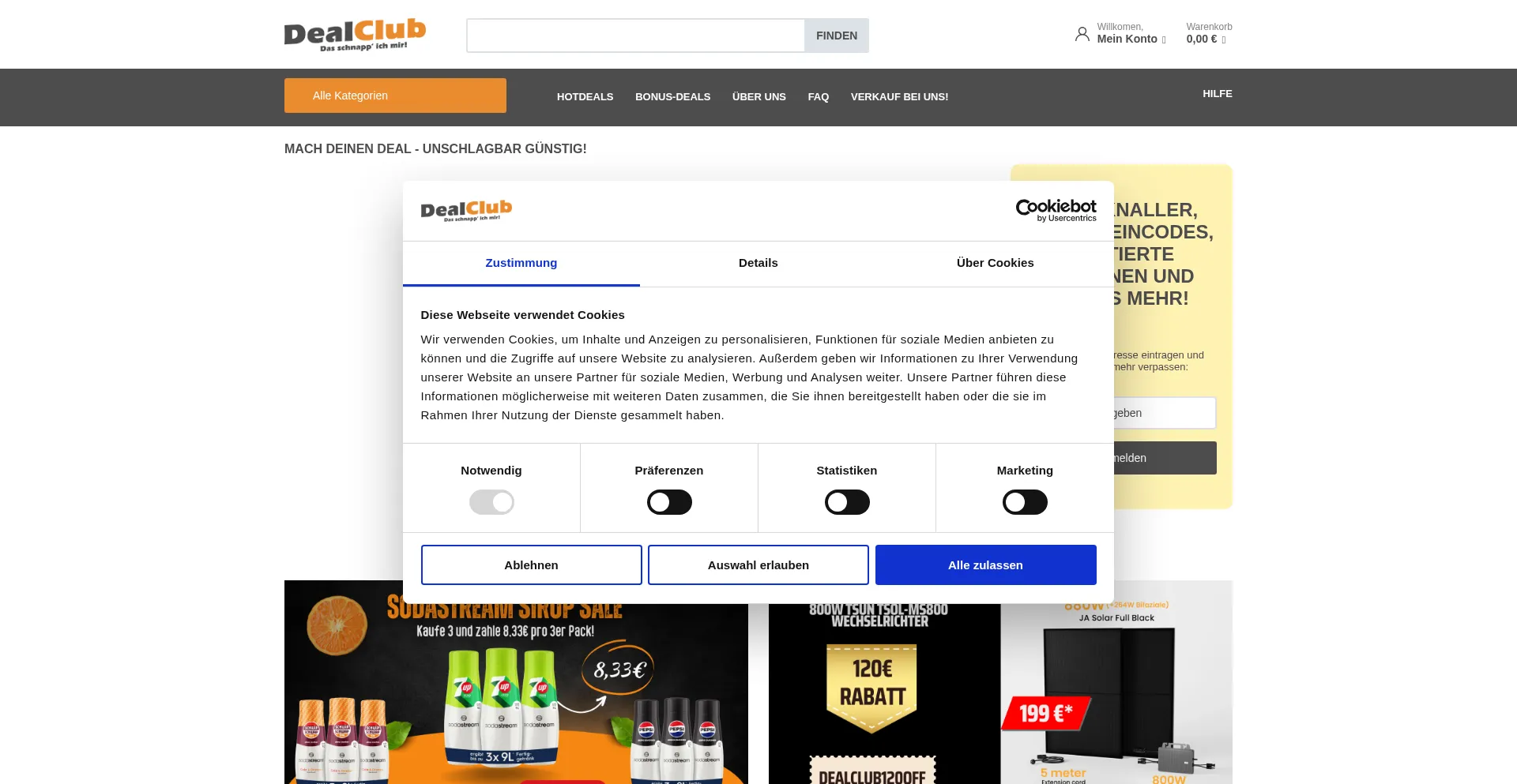 Website screenshot of Dealclub.de