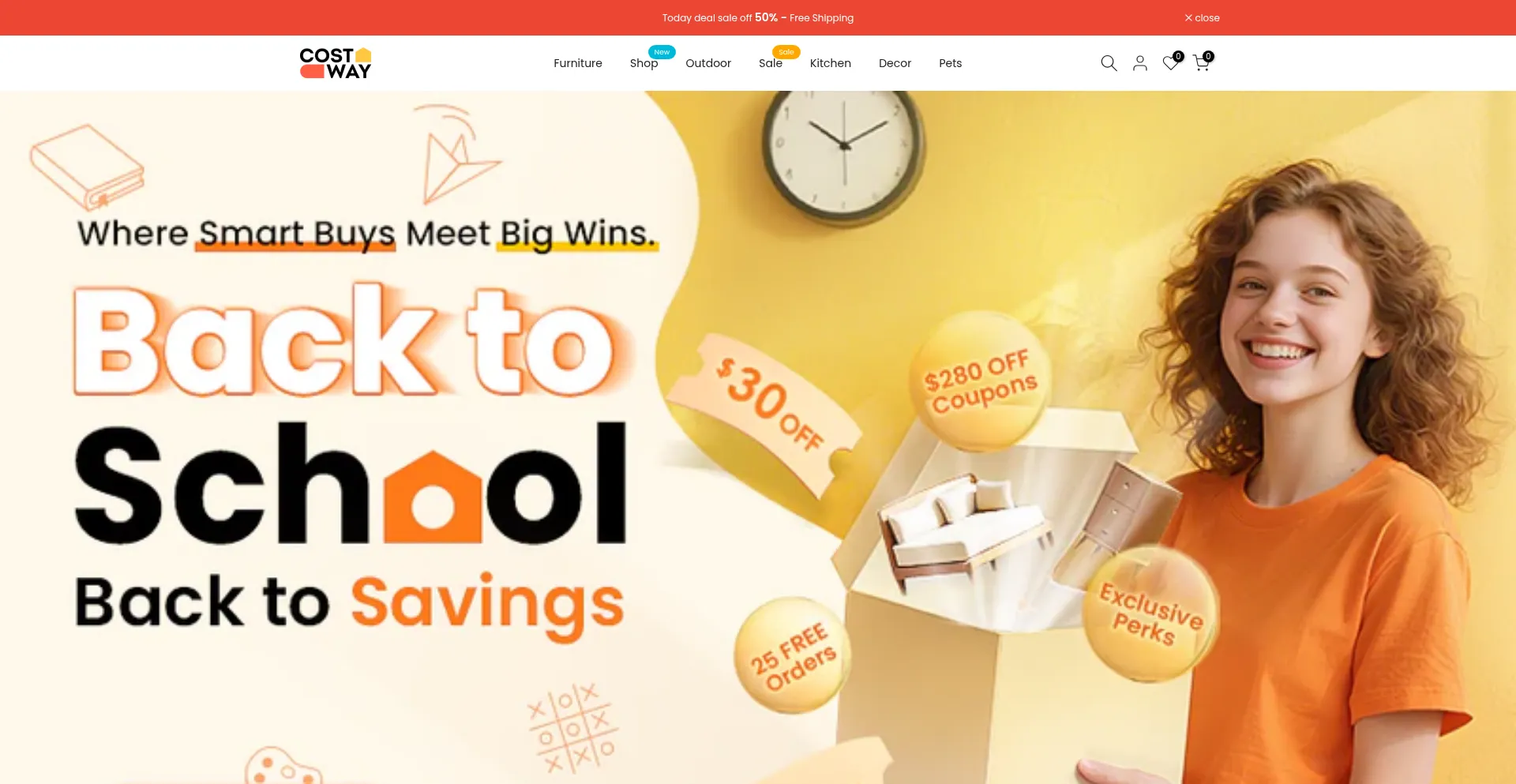 Website screenshot of Dealscostwaynow.com