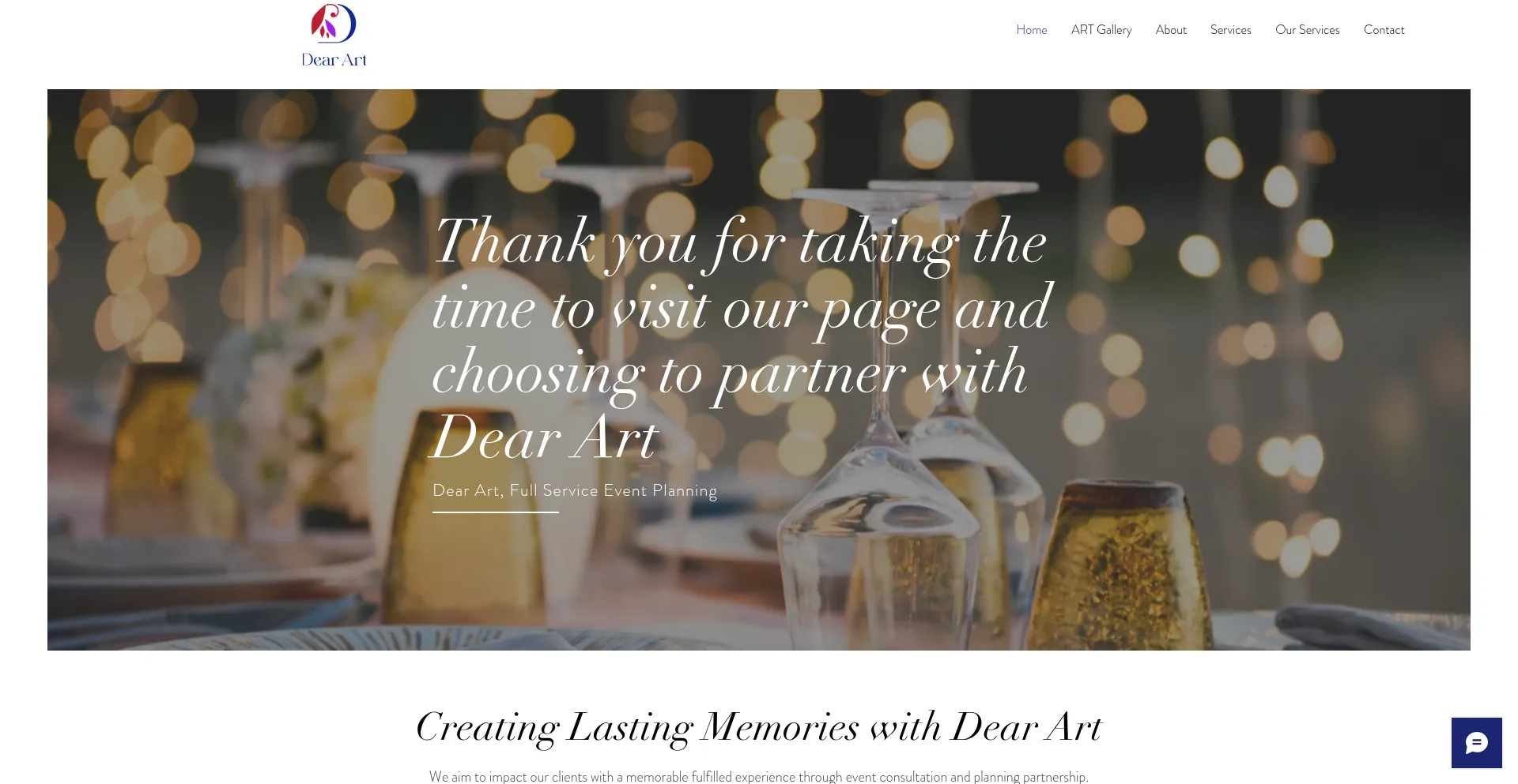 Website screenshot of Dearartevents.com