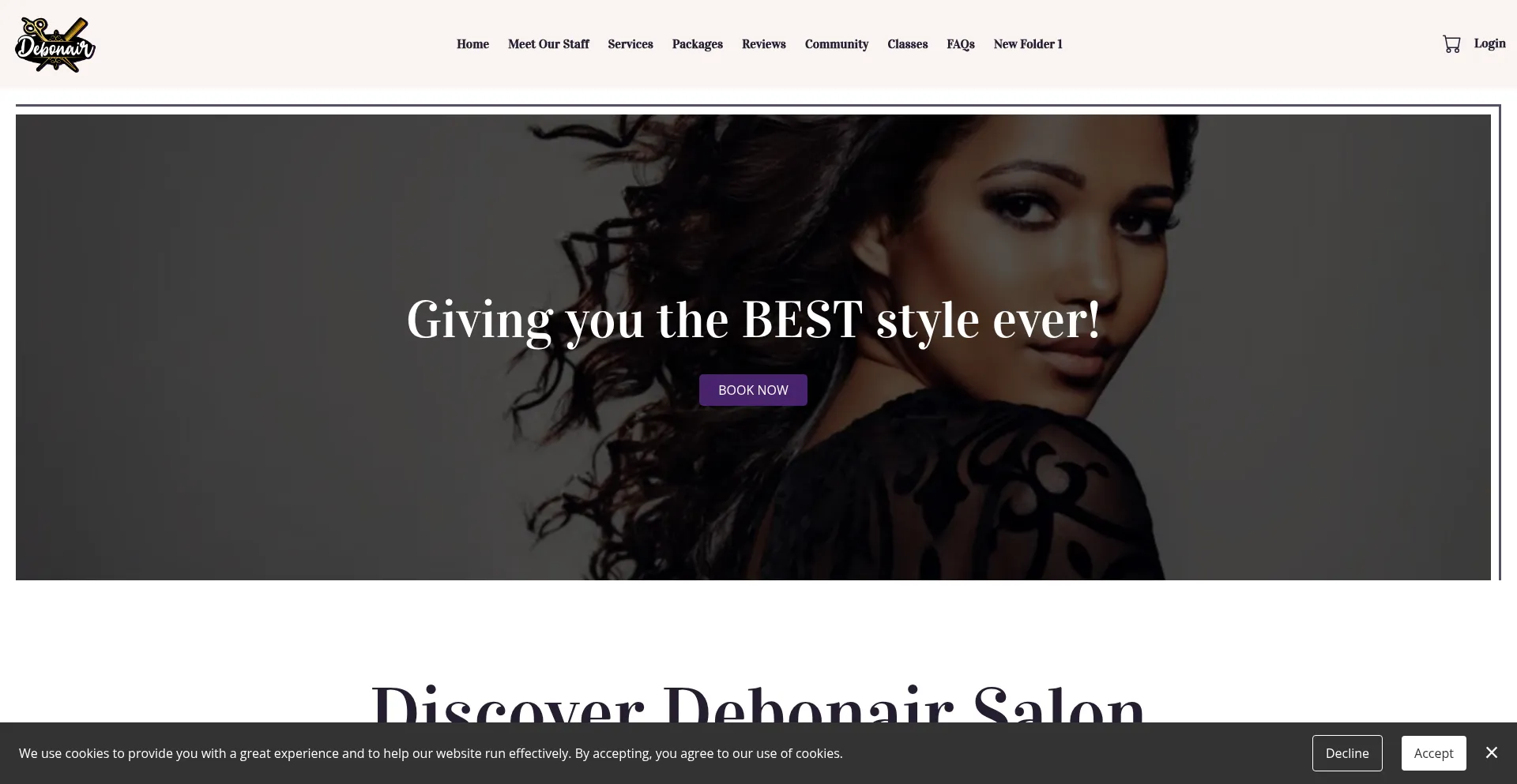 Website screenshot of Debonairsalonllc.com
