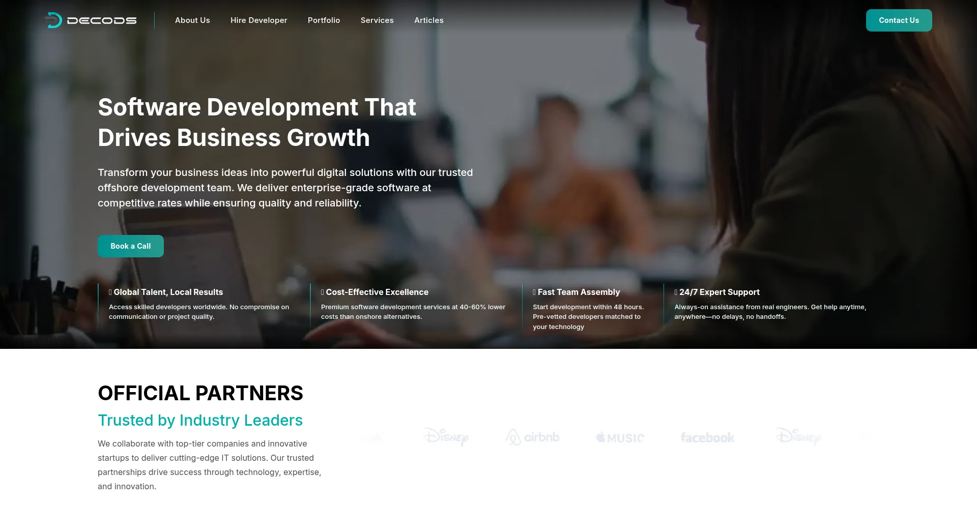 Website screenshot of Decods.com