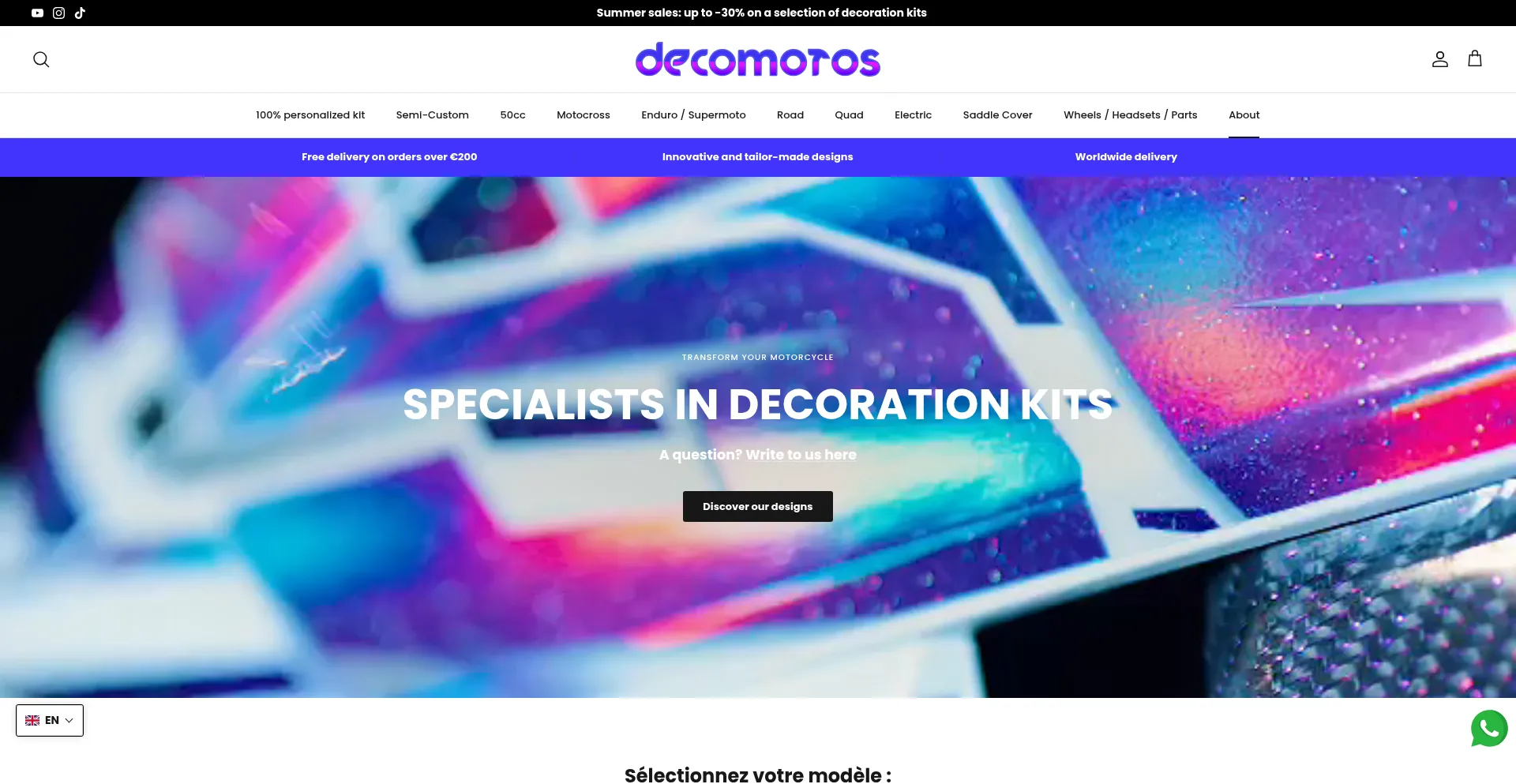Website screenshot of Decomotos.com