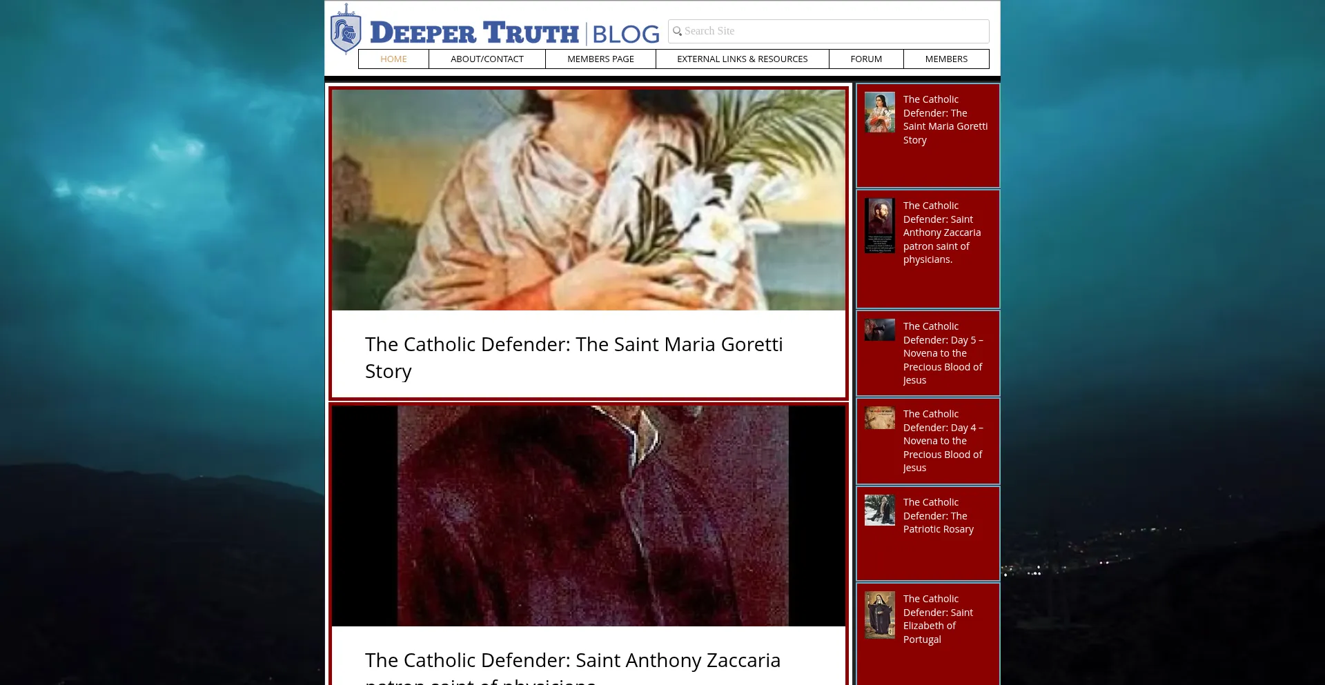 Website screenshot of Deepertruthcatholics.com