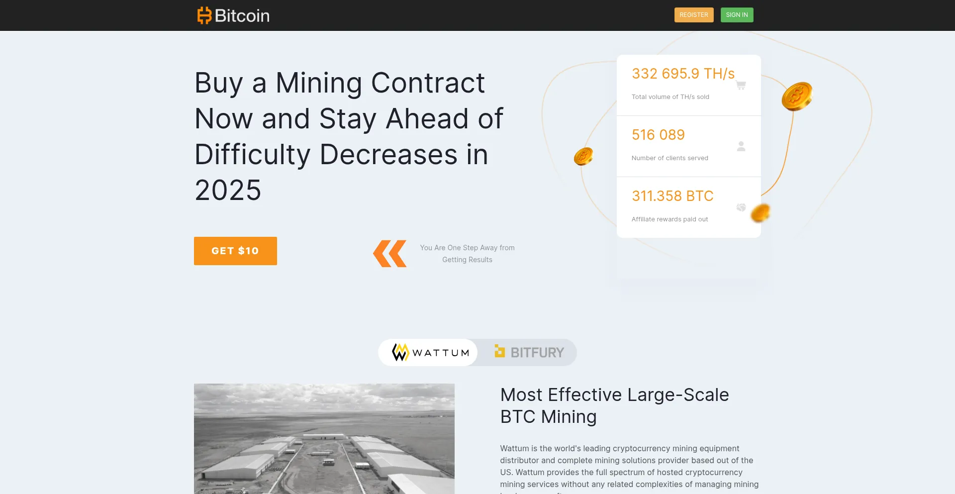 Website screenshot of Defiminers.net