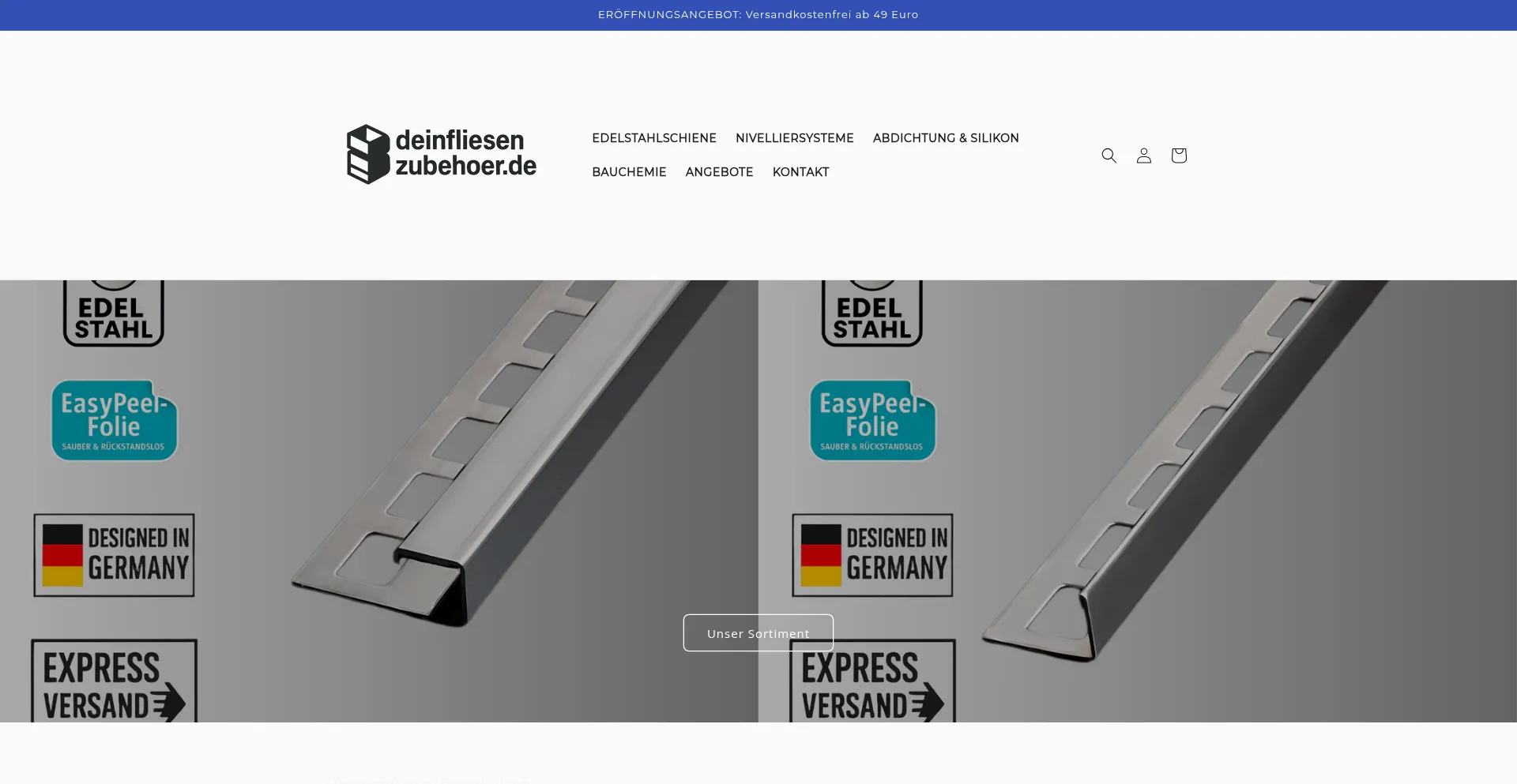 Website screenshot of Deinfliesenzubehoer.de