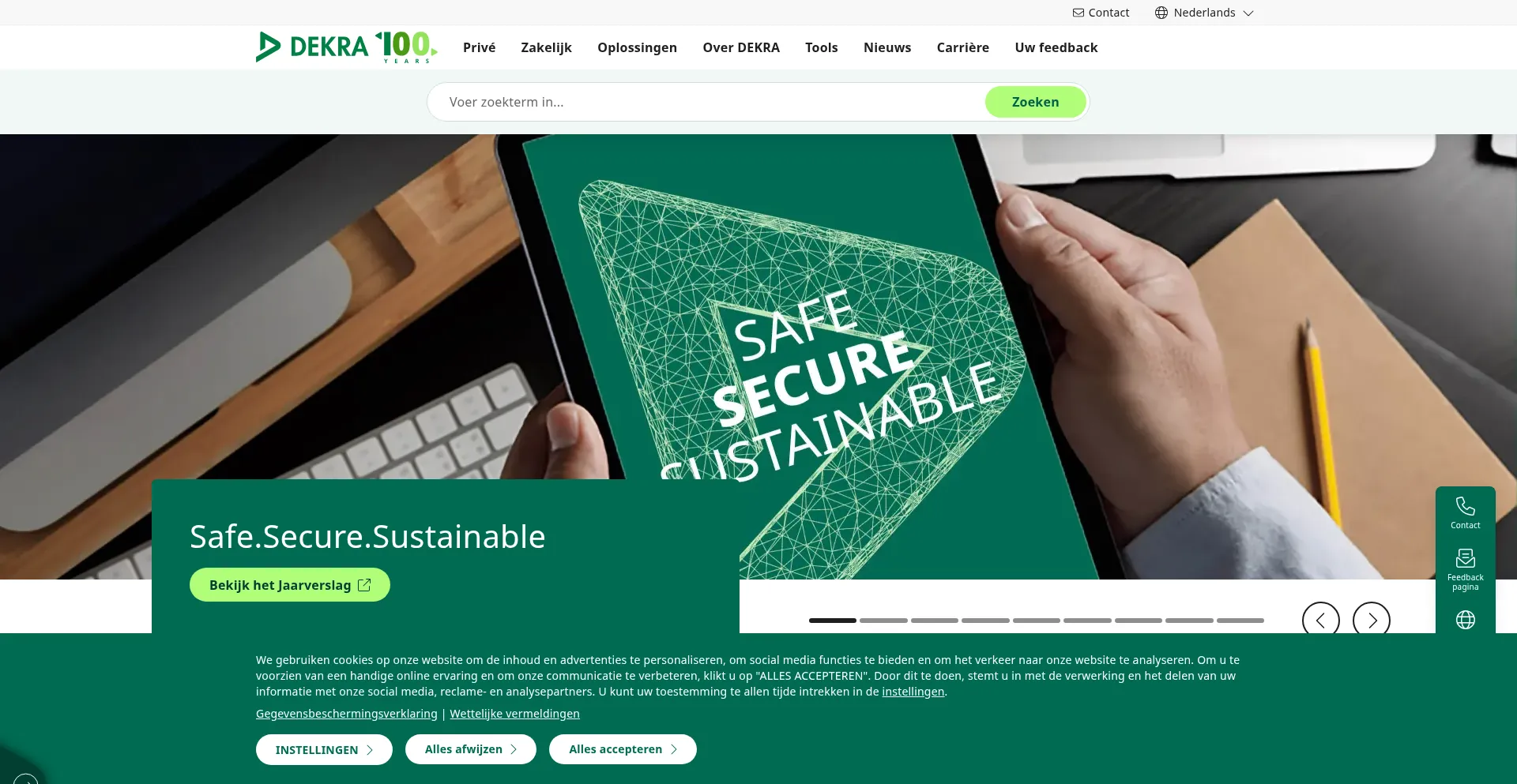Website screenshot of Dekra.be
