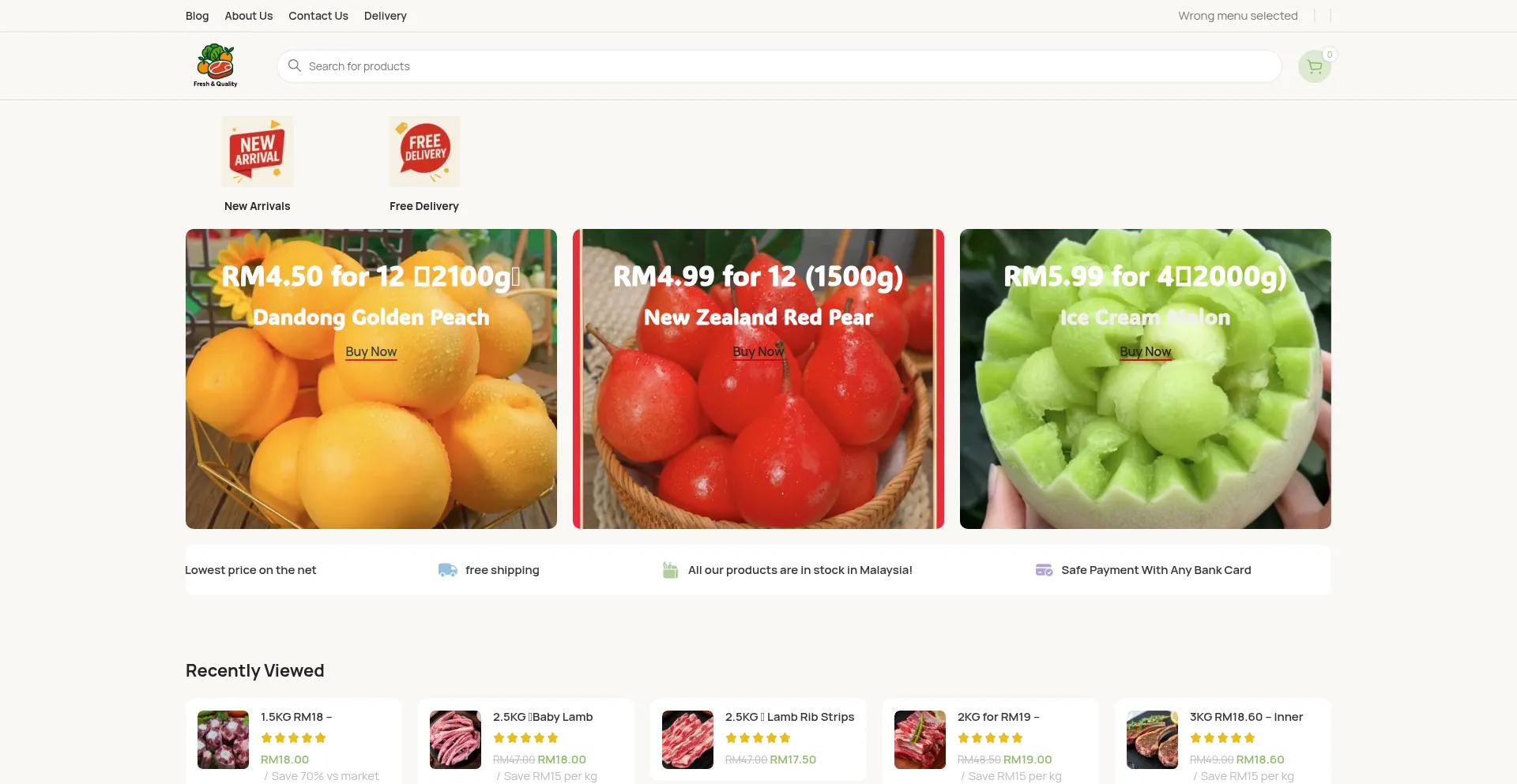 Website screenshot of Deliciousingredientsm.com