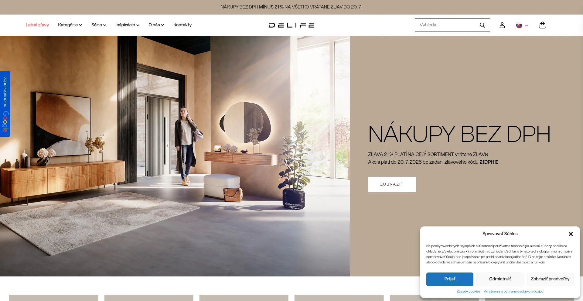 Website screenshot of Delife-shop.sk